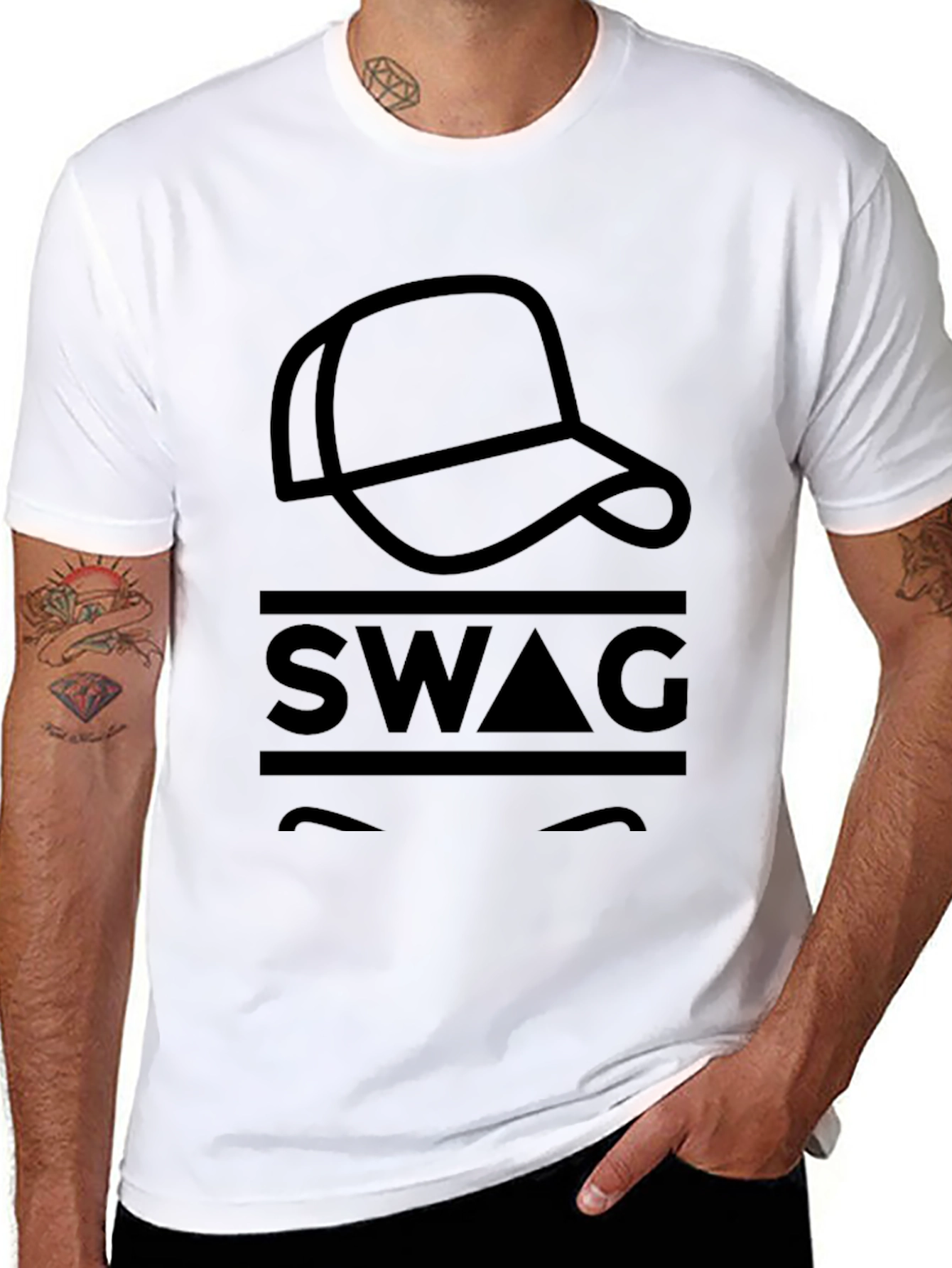 Mens Black Graphic T-Shirt - SWAG Design