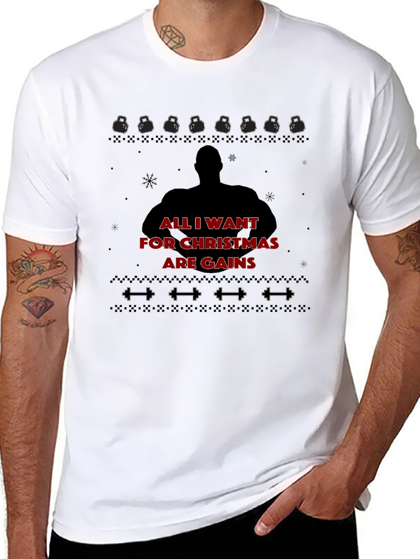 Christmas Gains T-Shirt - Gym Workout Fitness Tee
