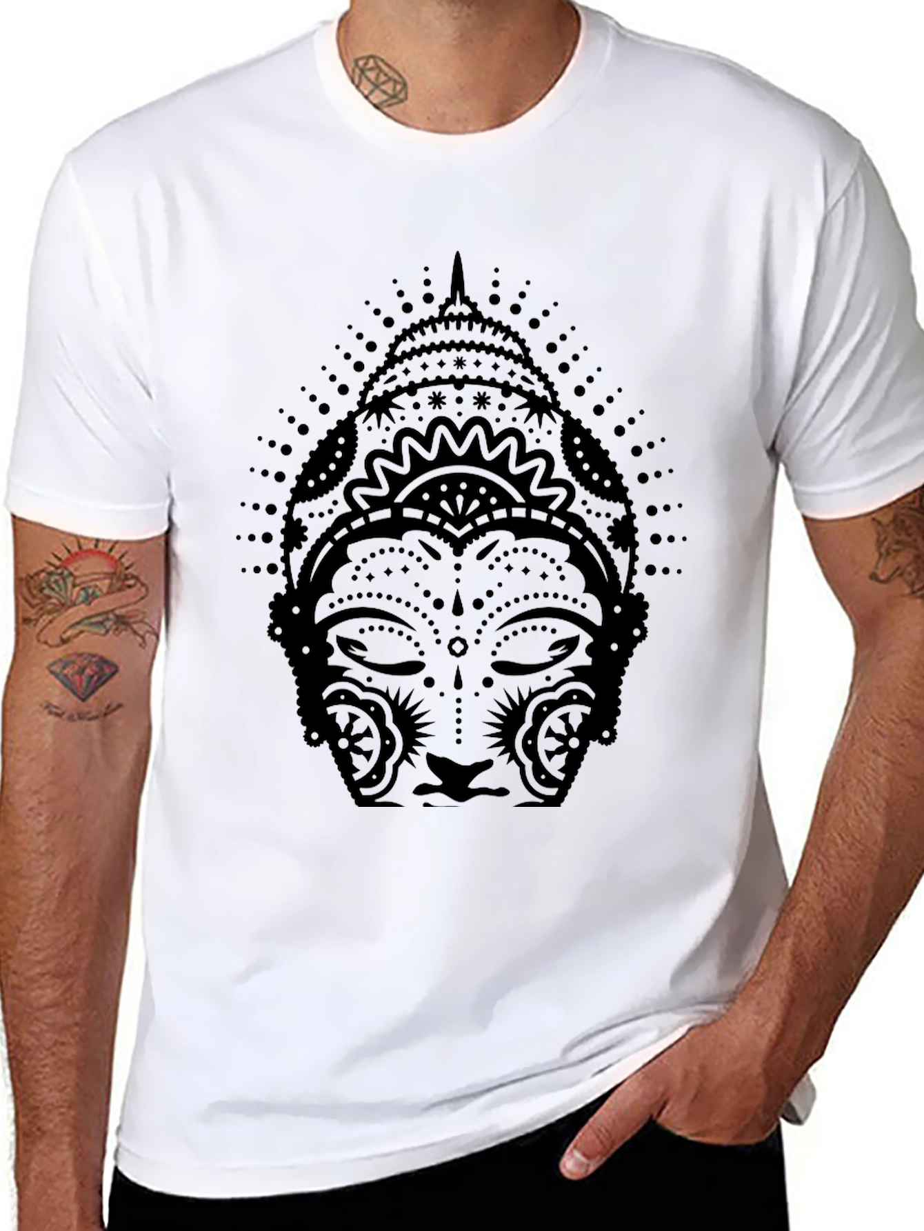 Buddha Graphic Print Black T-Shirt