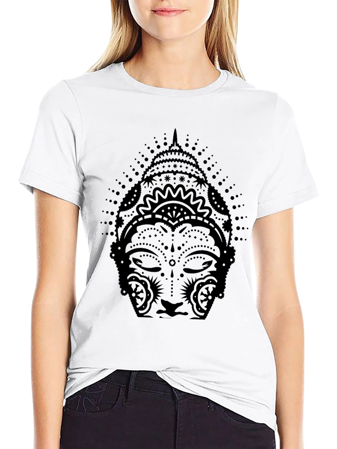 Buddha Graphic Print Black T-Shirt