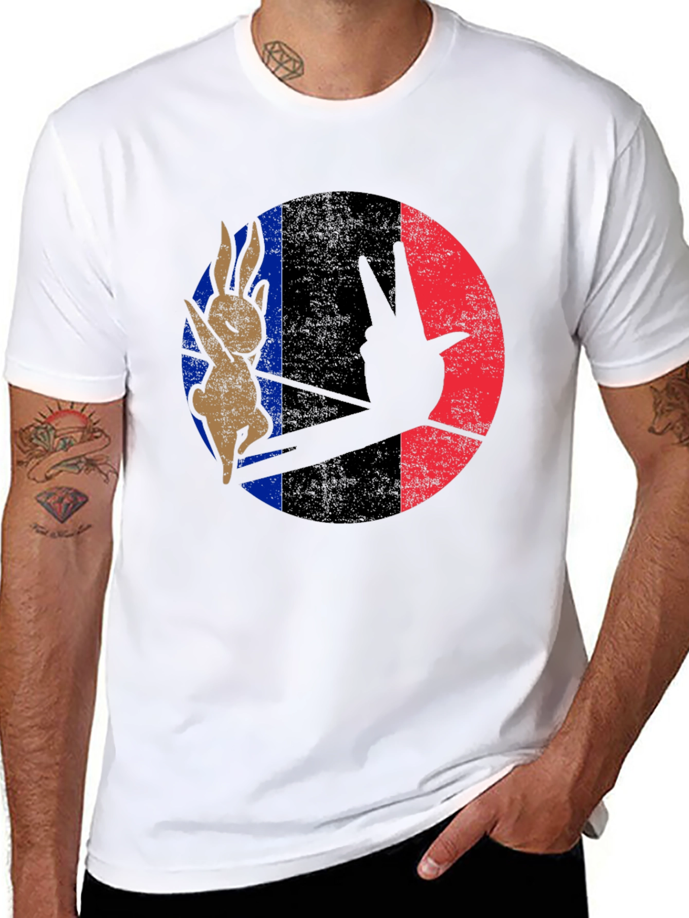 Retro Bunny Peace Sign Graphic Tee