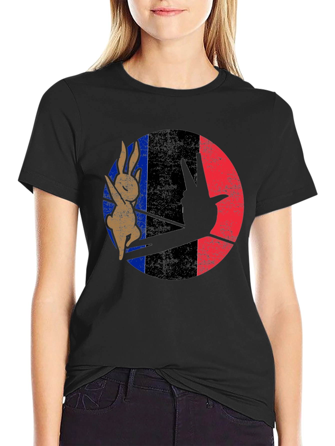 Retro Bunny Peace Sign Graphic Tee