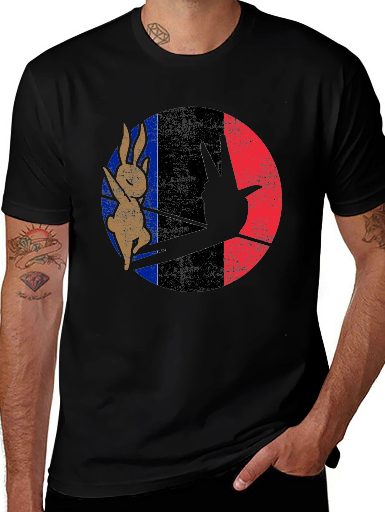 Retro Bunny Peace Sign Graphic Tee