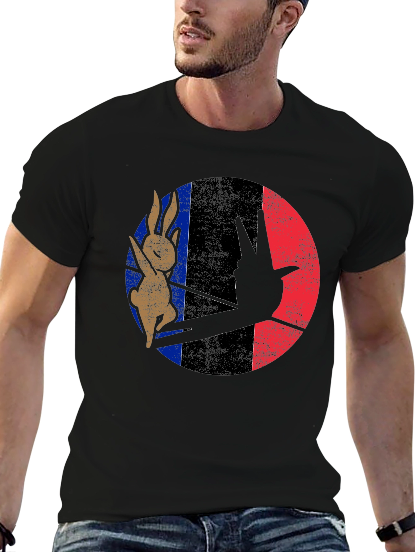 Retro Bunny Peace Sign Graphic Tee