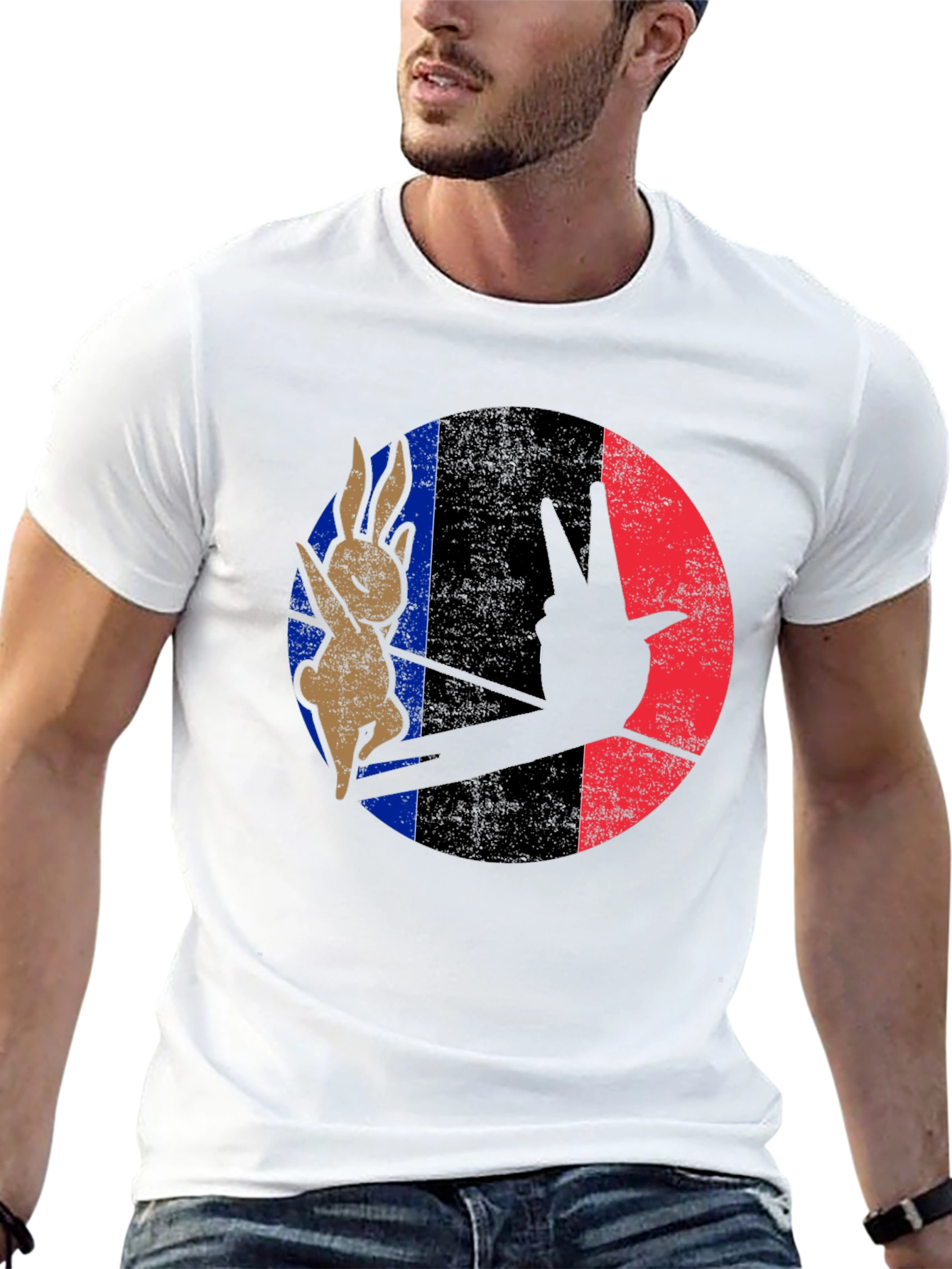 Retro Bunny Peace Sign Graphic Tee