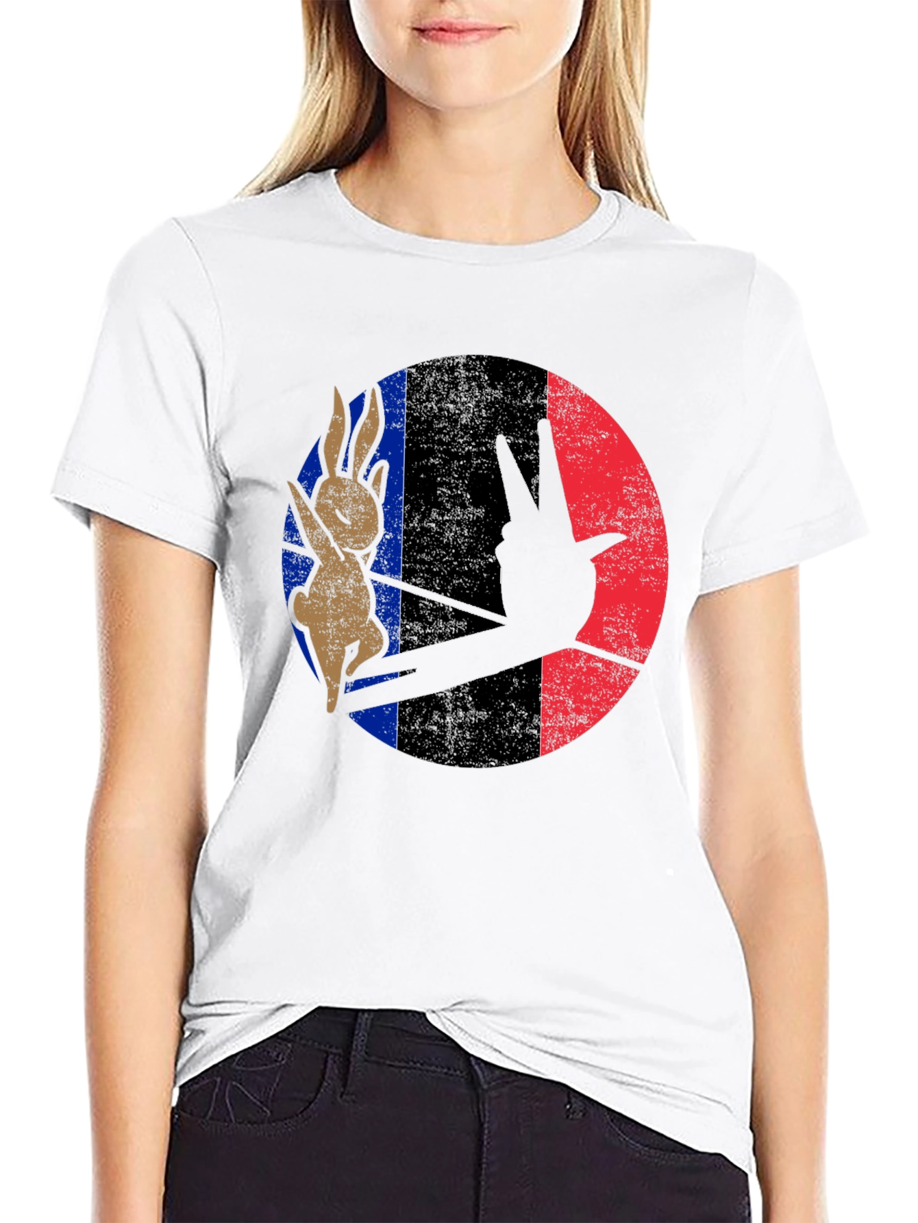 Retro Bunny Peace Sign Graphic Tee