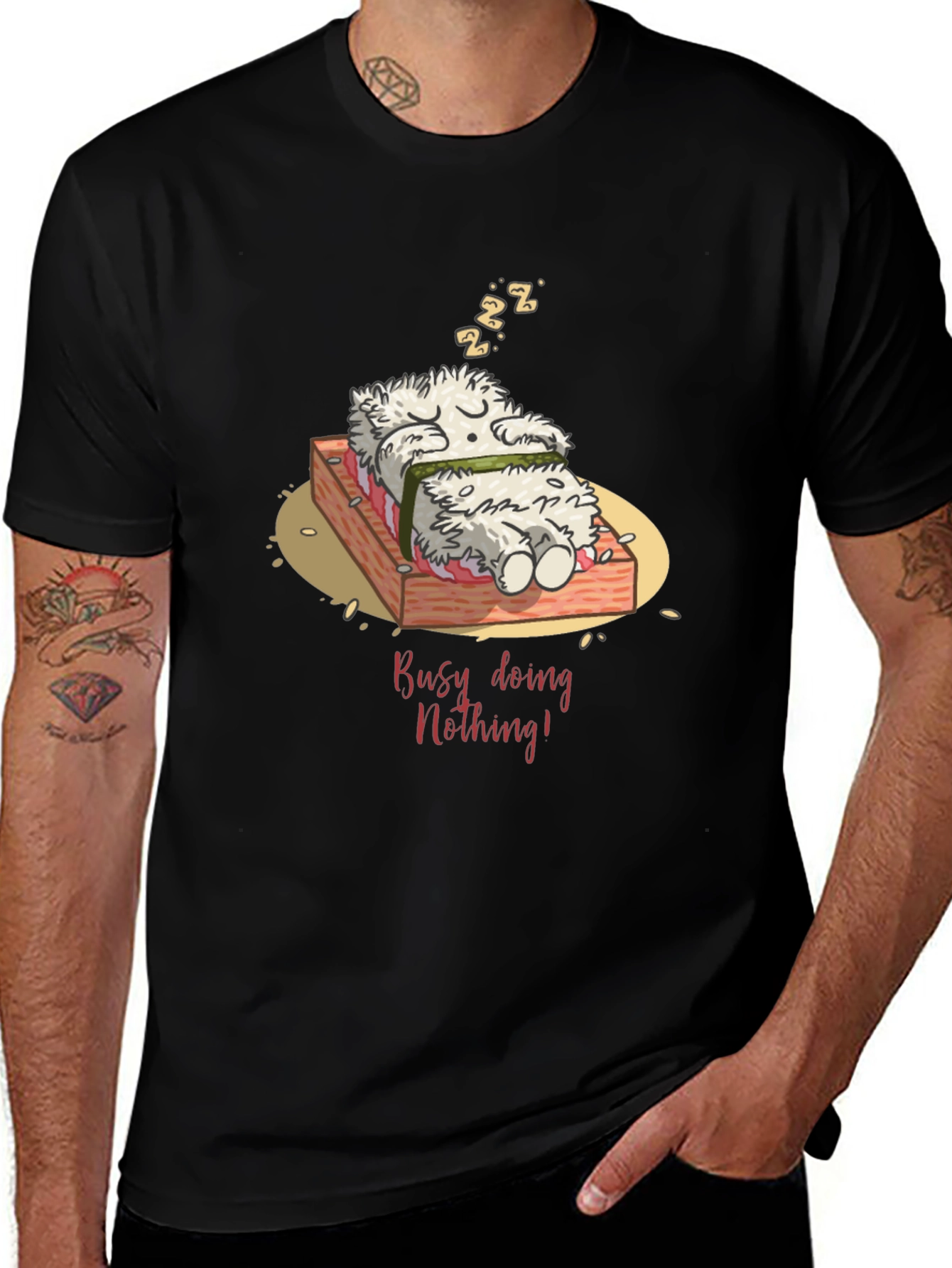 Funny Busy Doing Nothing Sushi Sleeping T-Shirt