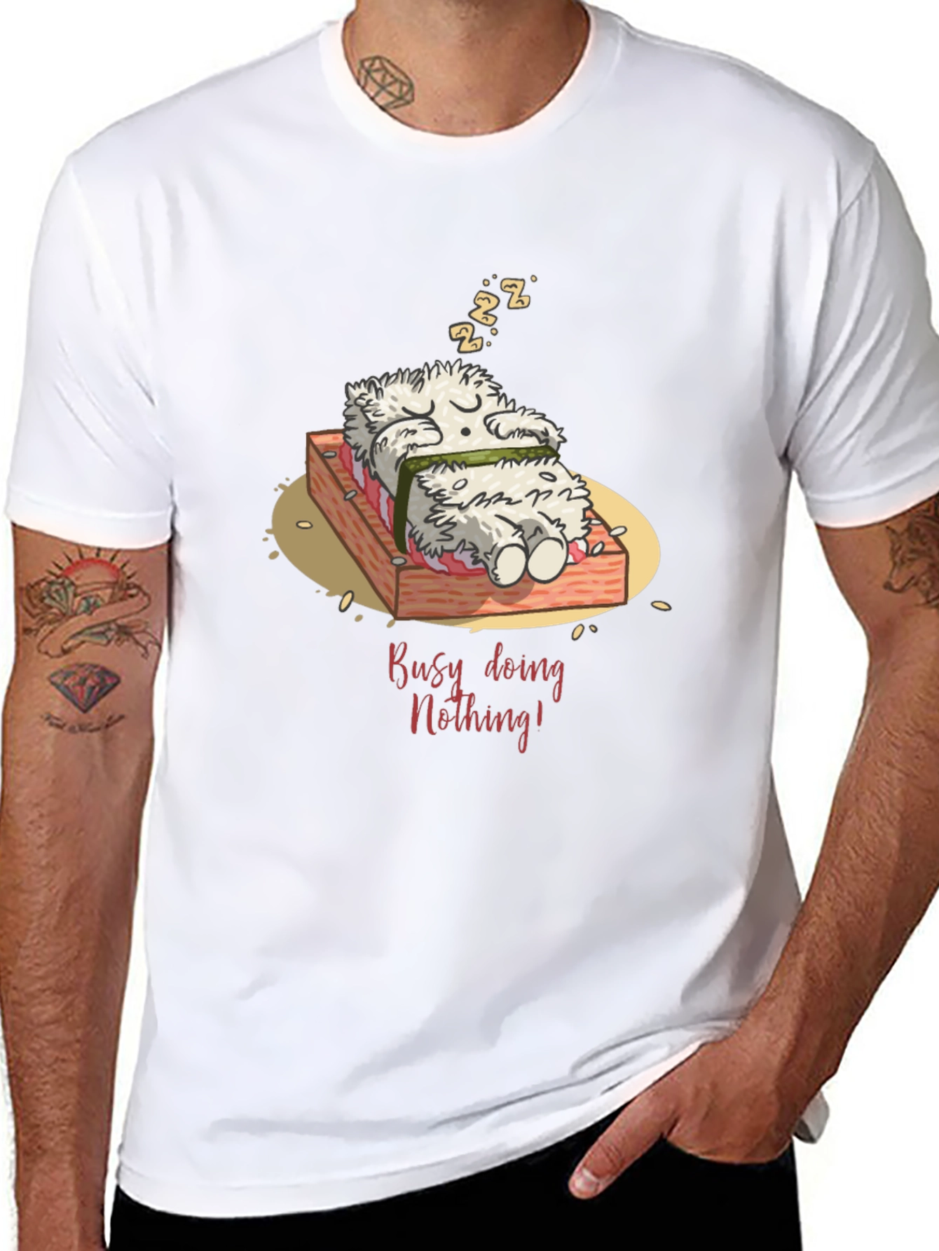 Funny Busy Doing Nothing Sushi Sleeping T-Shirt