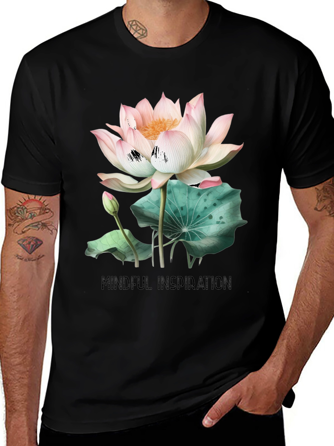 Mindful Inspiration Lotus Graphic Tee - Black