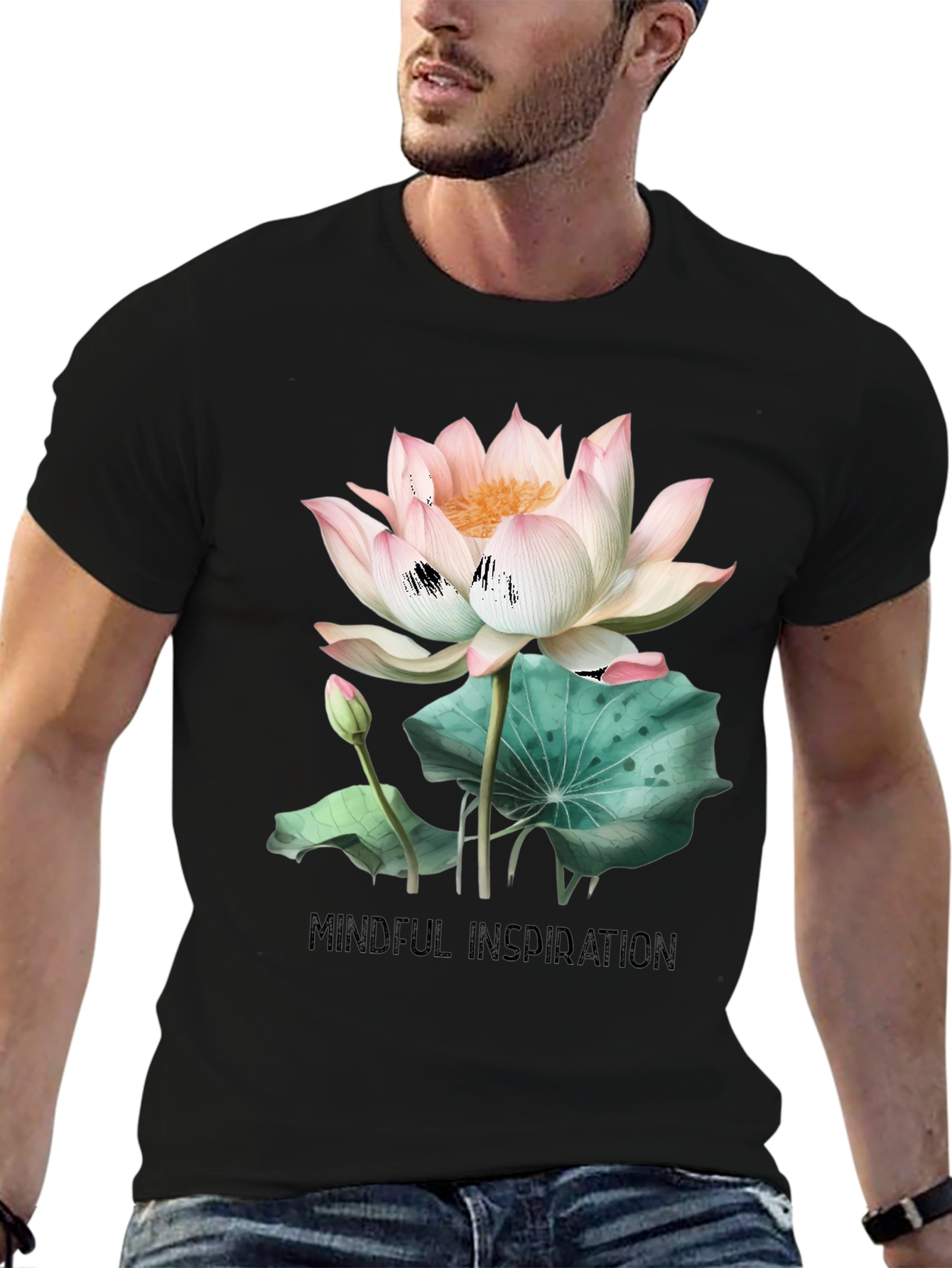 Mindful Inspiration Lotus Graphic Tee - Black