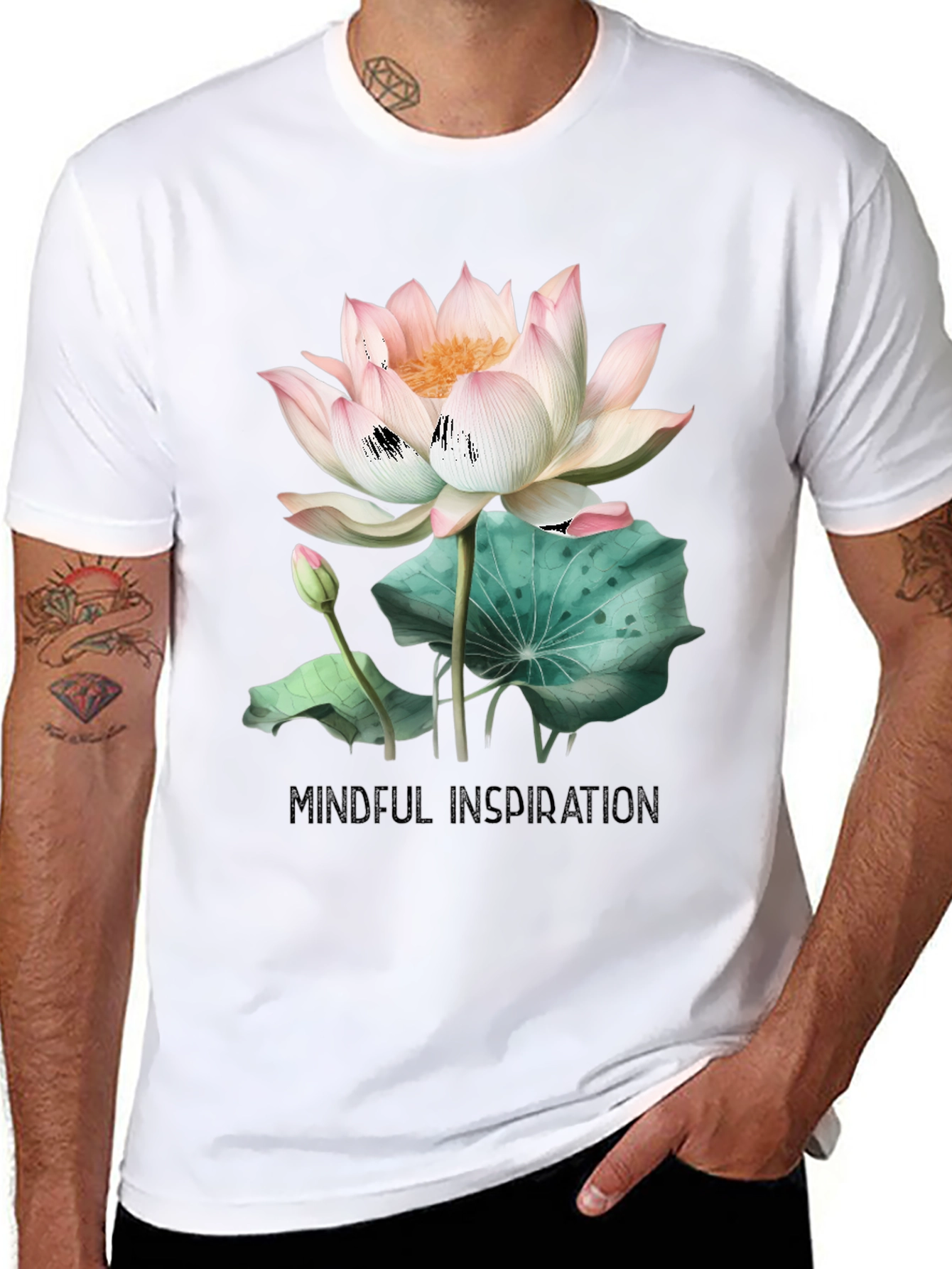 Mindful Inspiration Lotus Graphic Tee - Black