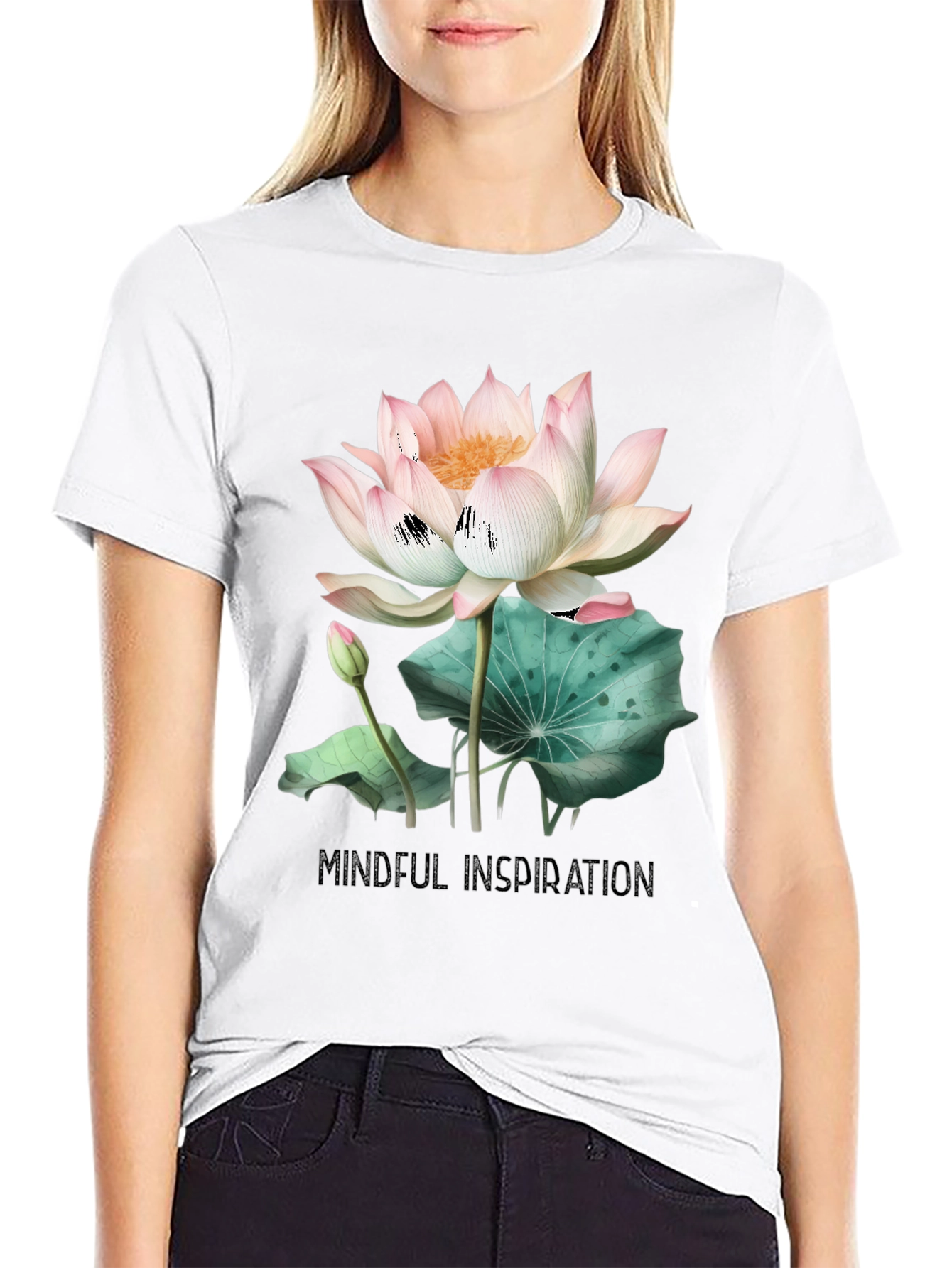 Mindful Inspiration Lotus Graphic Tee - Black