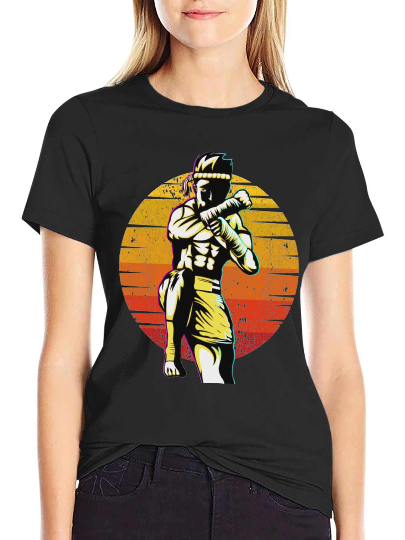 Muay Thai Sunset Graphic T-Shirt - Martial Arts Apparel