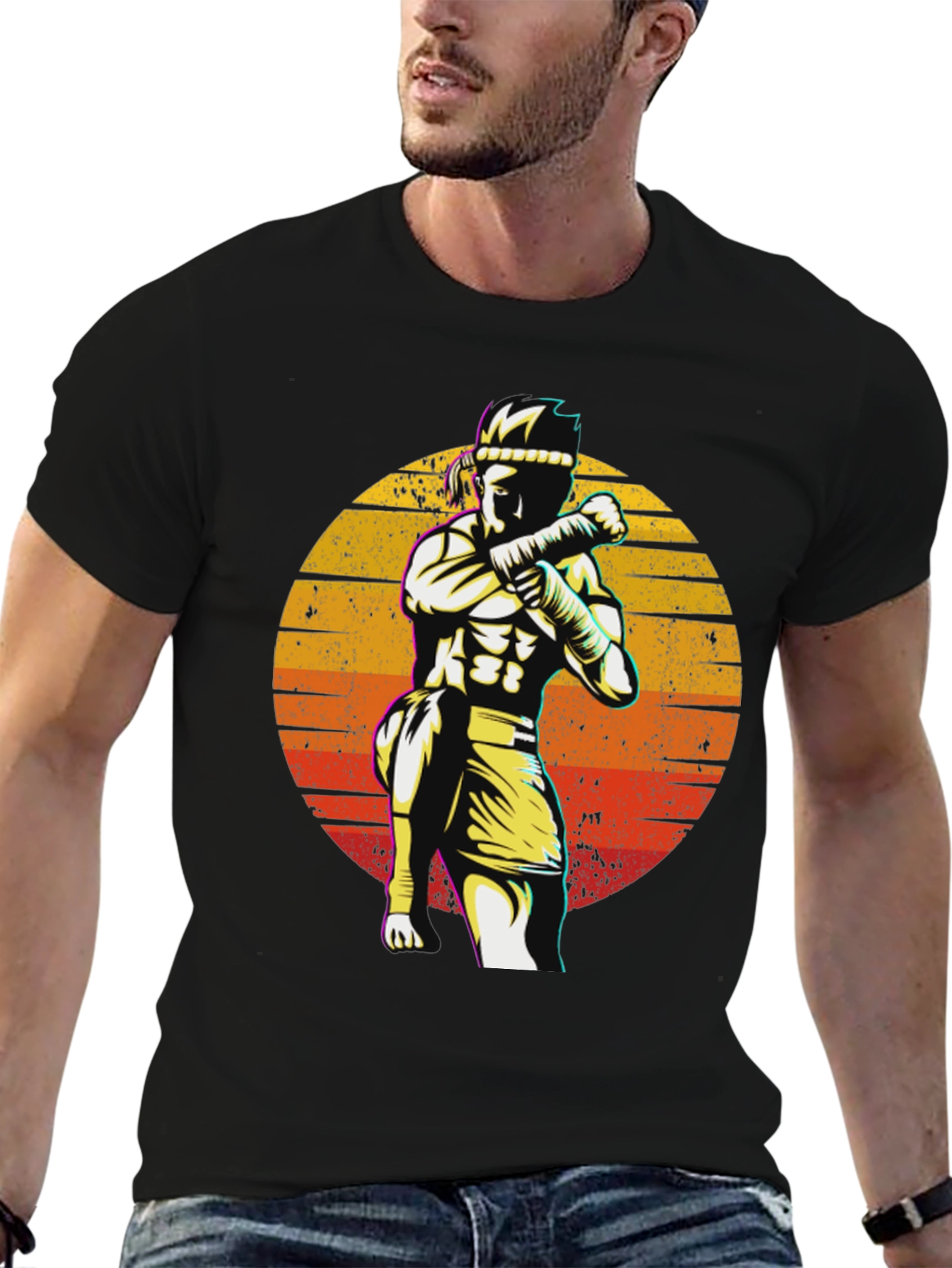 Muay Thai Sunset Graphic T-Shirt - Martial Arts Apparel