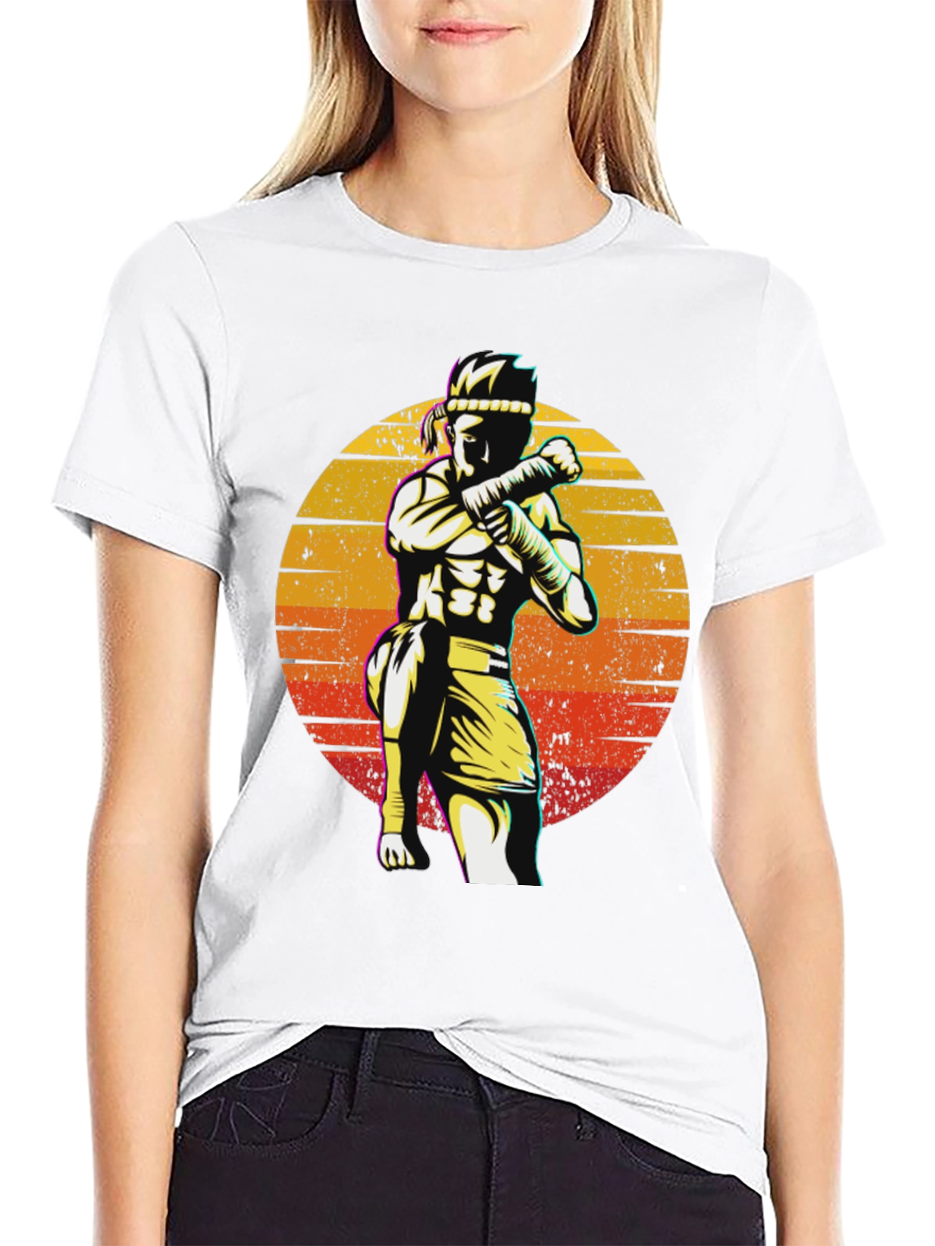 Muay Thai Sunset Graphic T-Shirt - Martial Arts Apparel