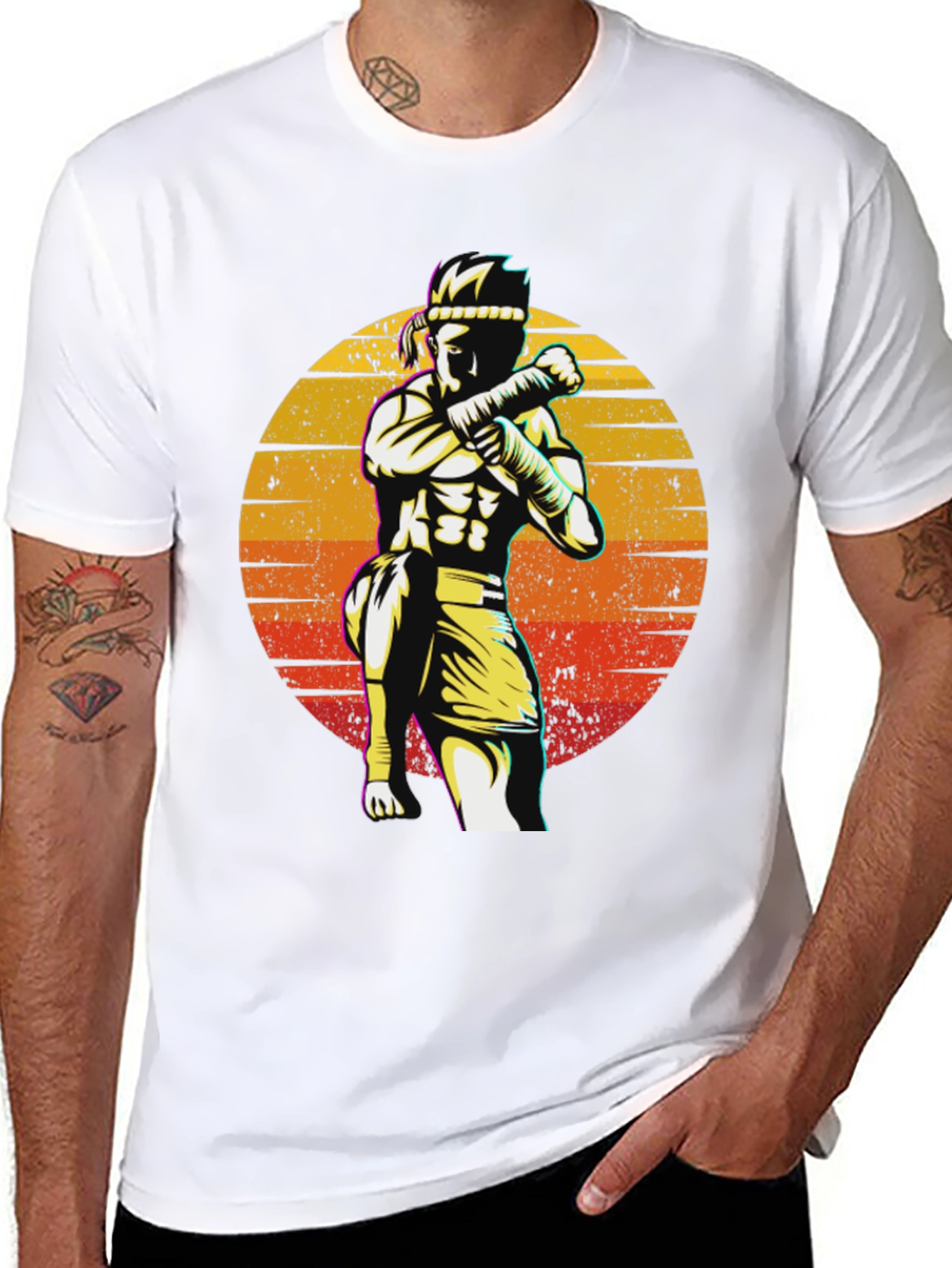 Muay Thai Sunset Graphic T-Shirt - Martial Arts Apparel