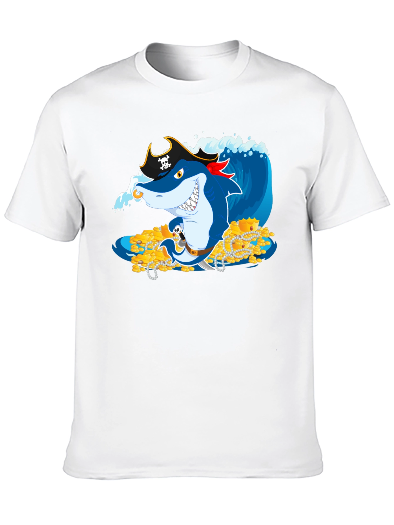 Pirate Shark Treasure T-Shirt - Novelty Graphic Tee