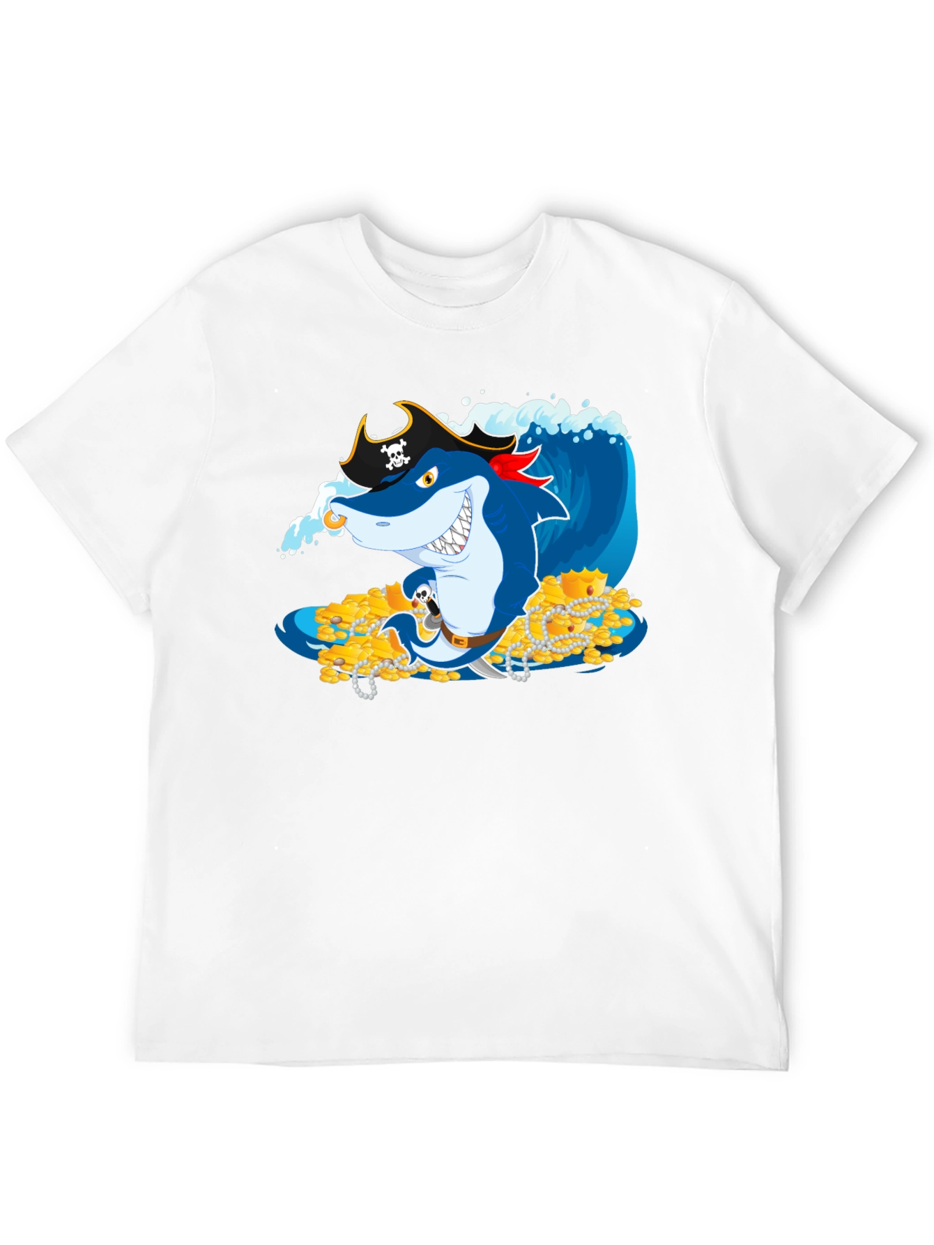 Pirate Shark Treasure T-Shirt - Novelty Graphic Tee