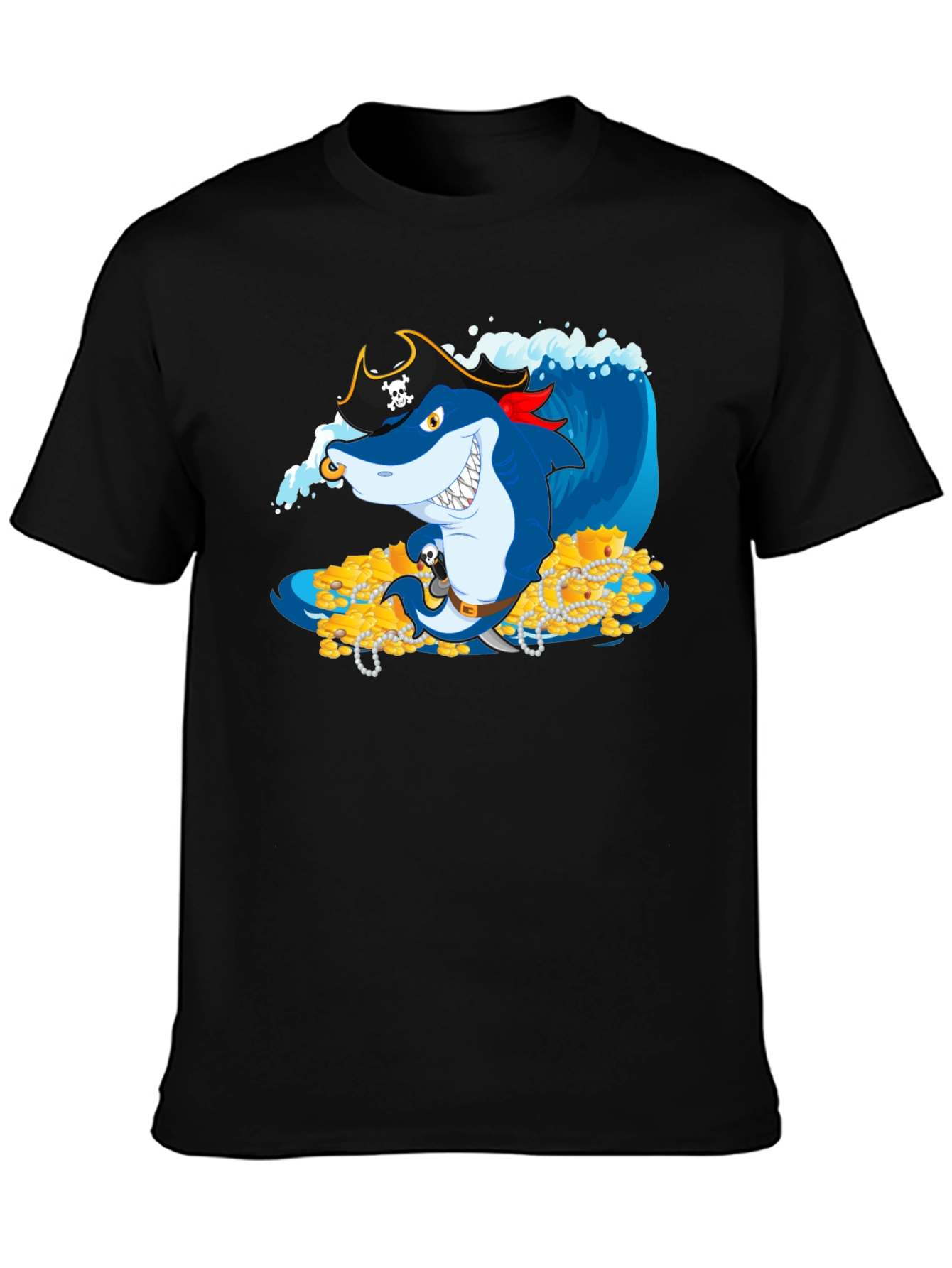 Pirate Shark Treasure T-Shirt - Novelty Graphic Tee