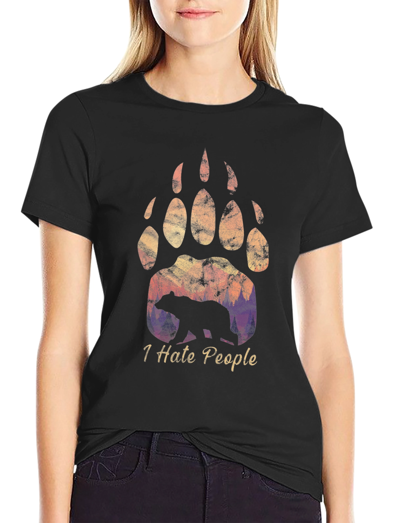 Bear Paw I Hate People T-Shirt