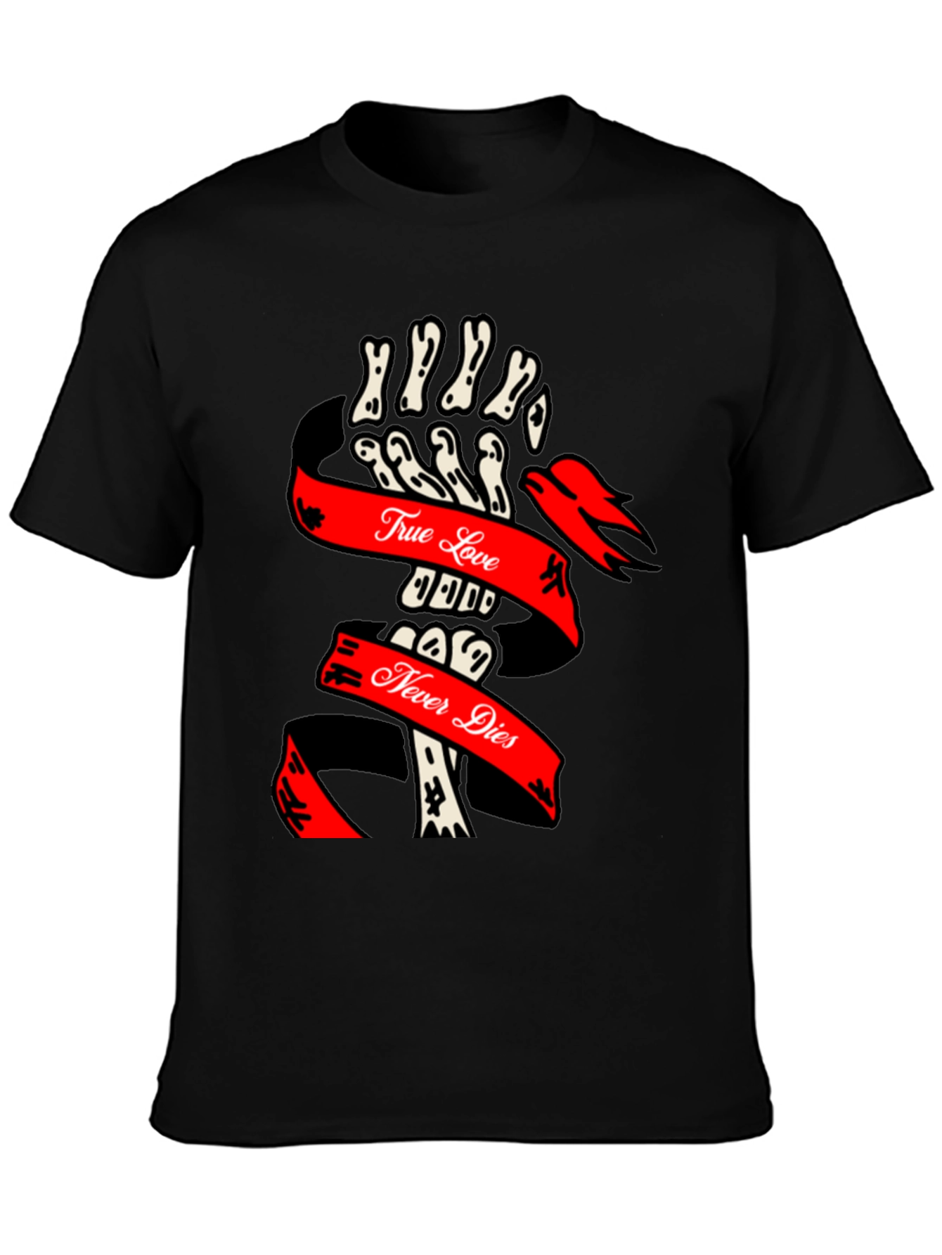 True Love Never Dies Skeleton Hand Graphic Tee