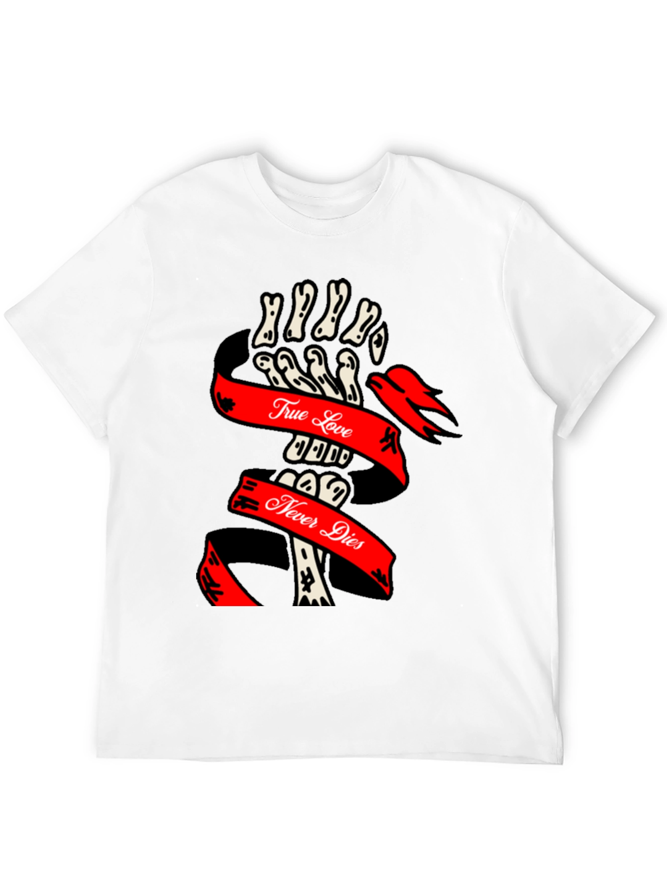 True Love Never Dies Skeleton Hand Graphic Tee