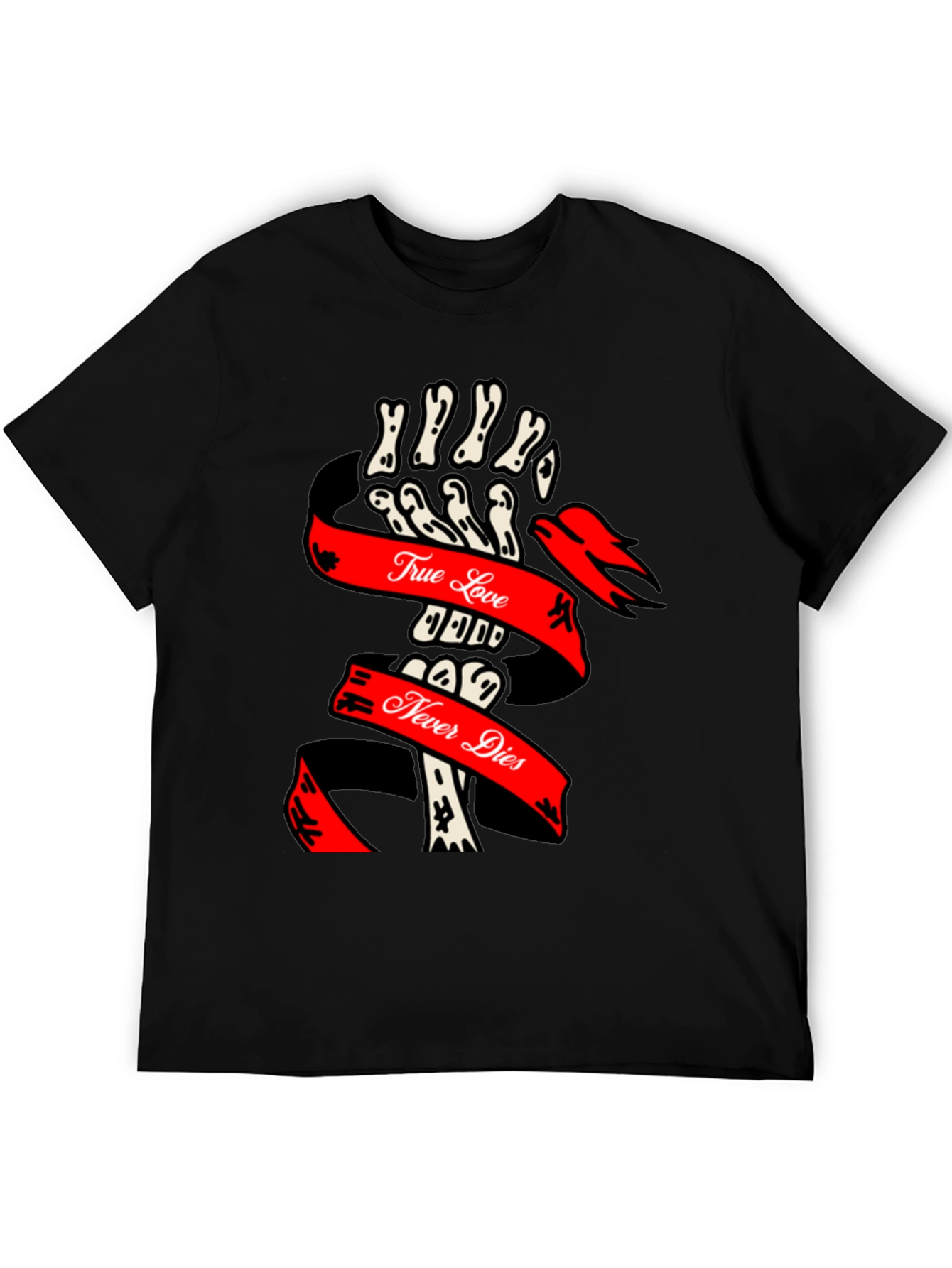 True Love Never Dies Skeleton Hand Graphic Tee