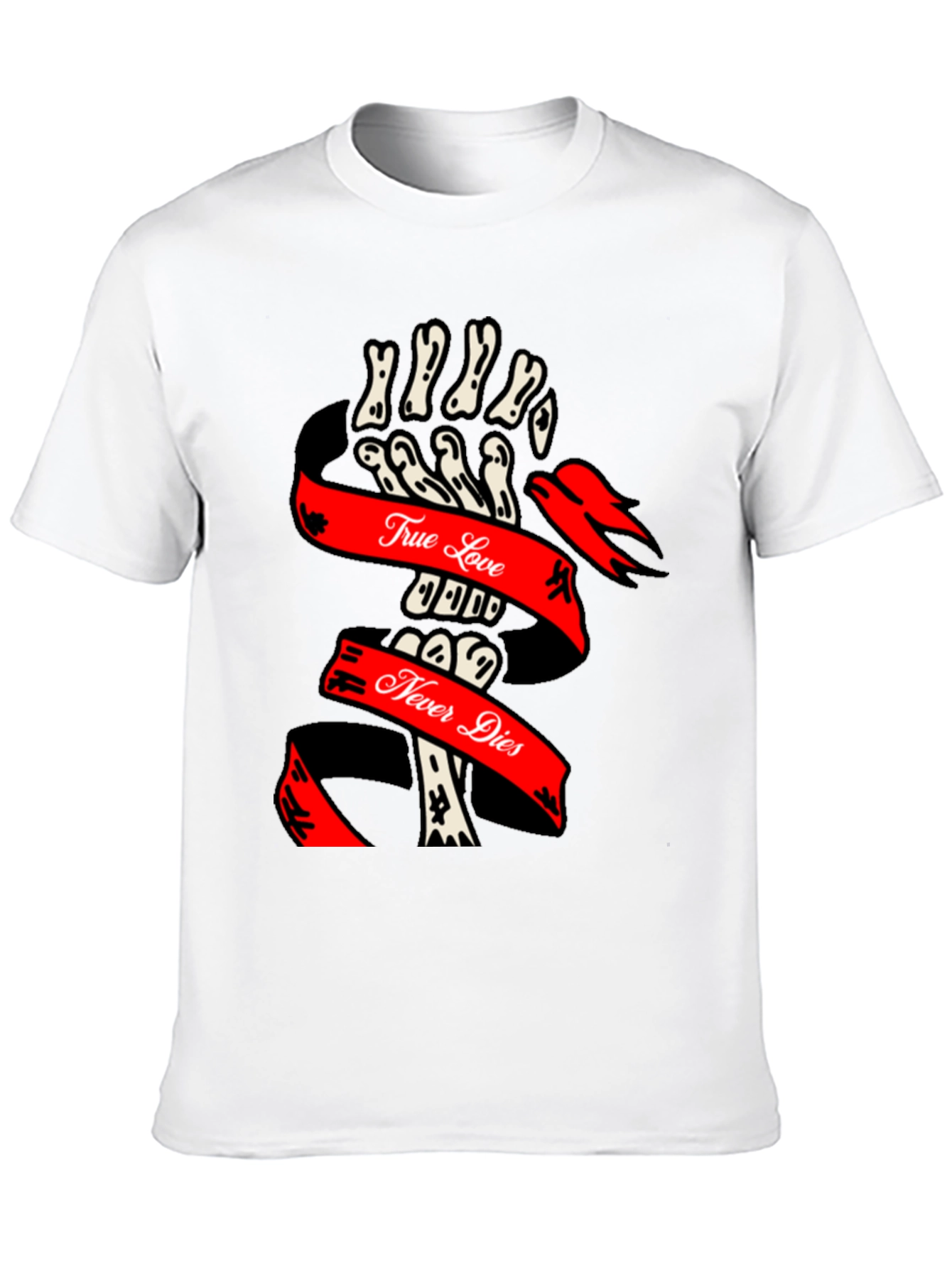 True Love Never Dies Skeleton Hand Graphic Tee