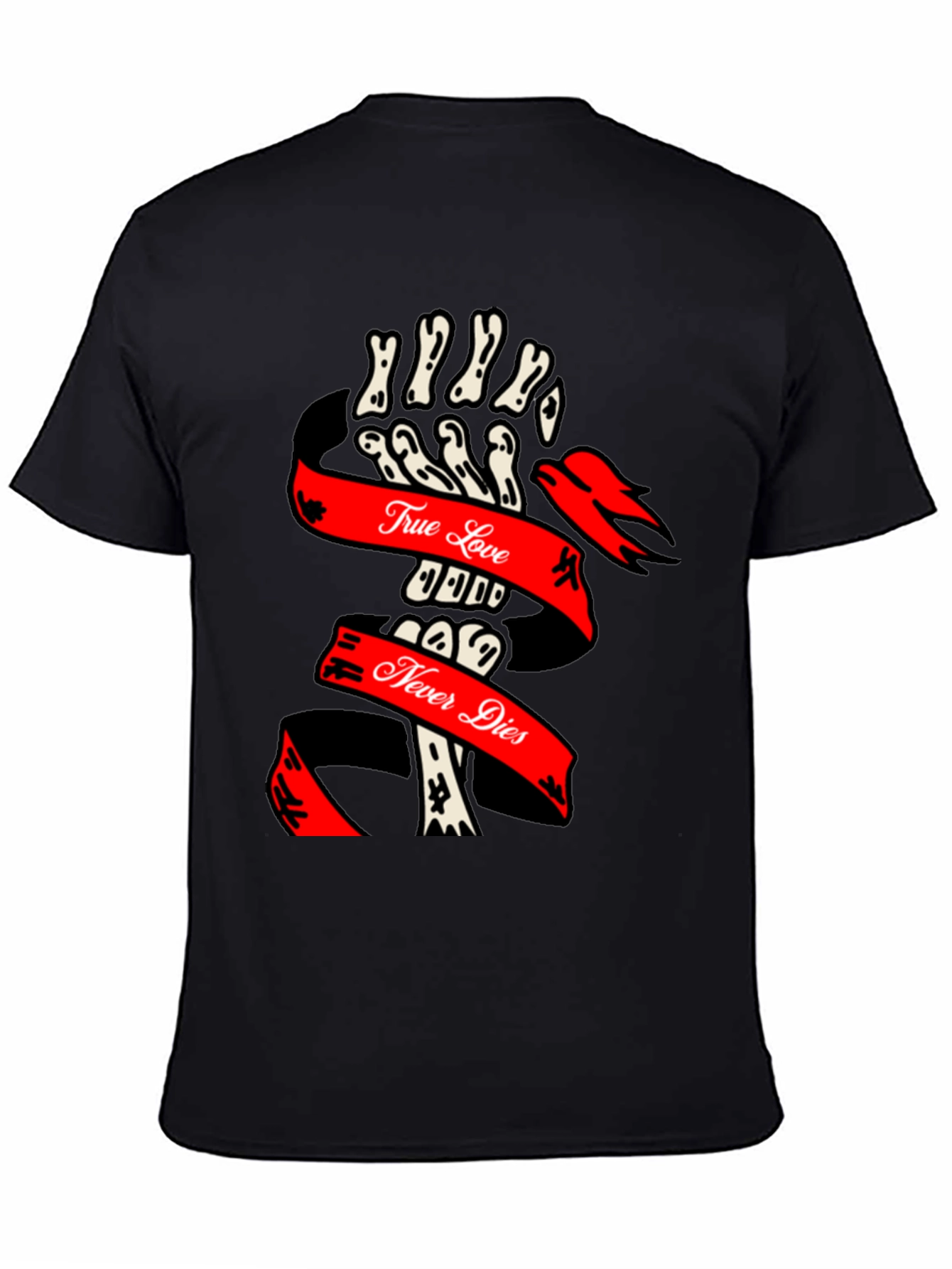 True Love Never Dies Skeleton Hand Graphic Tee