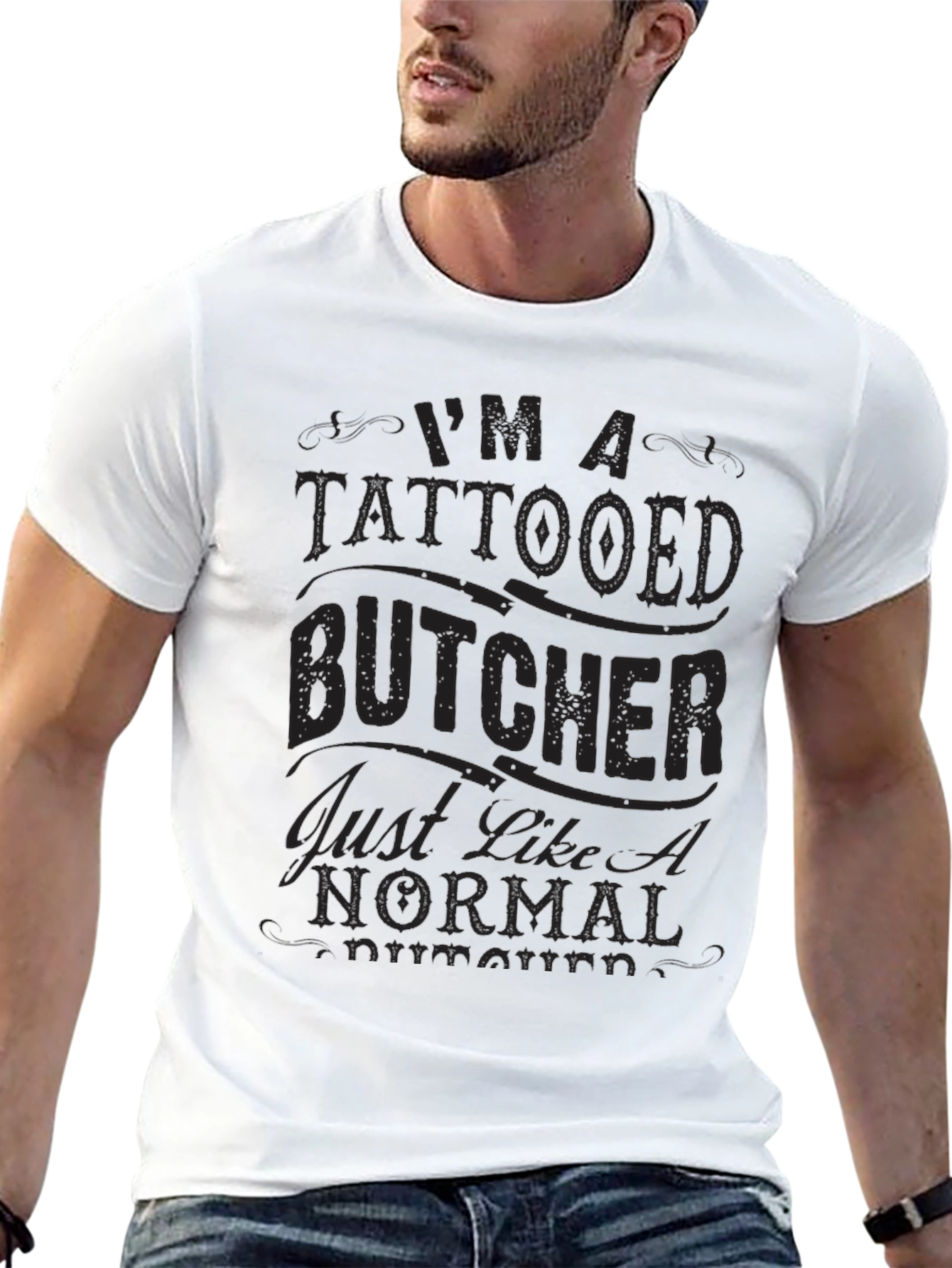 Tattooed Butcher Novelty Graphic T-Shirt