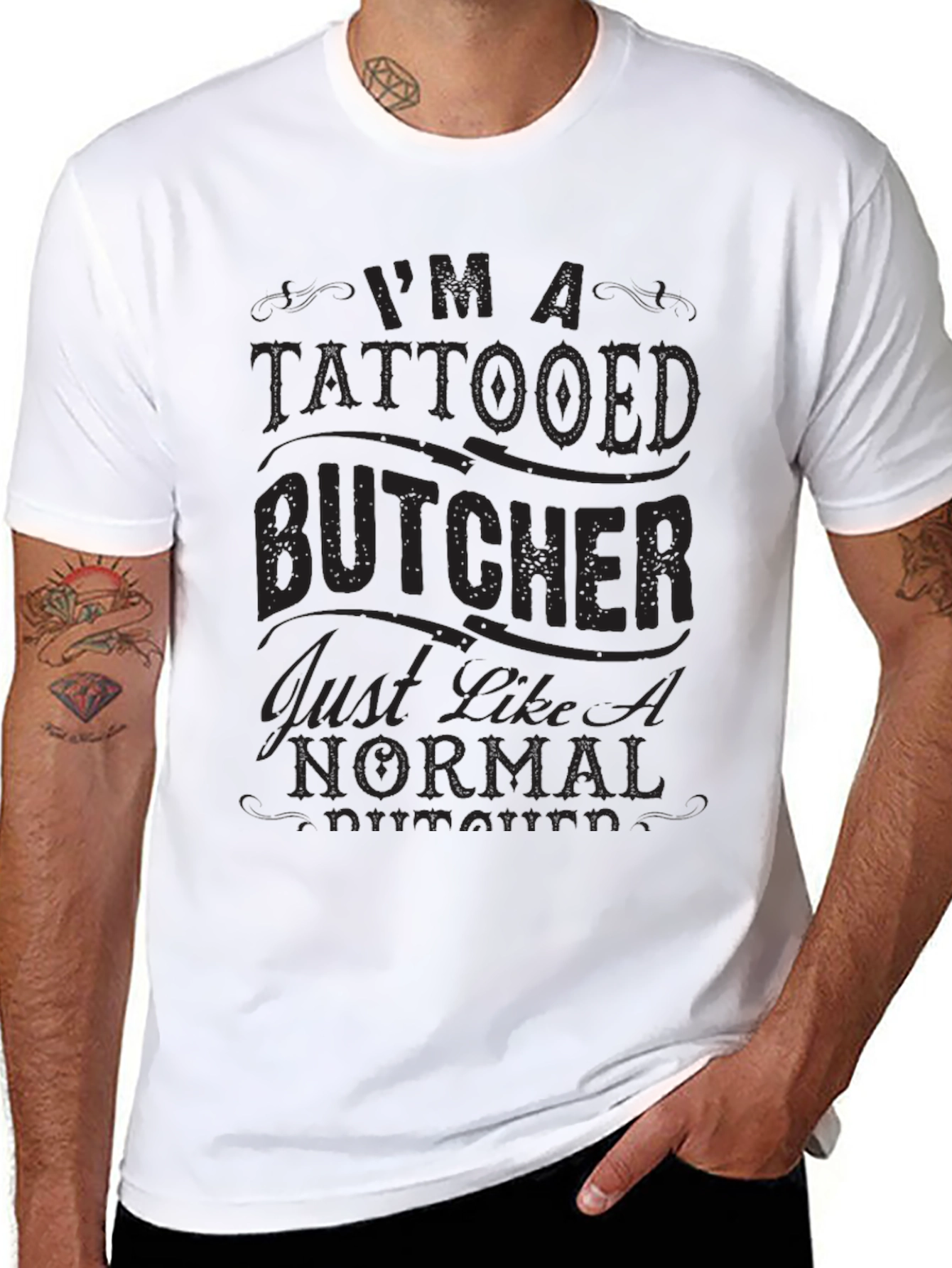 Tattooed Butcher Novelty Graphic T-Shirt