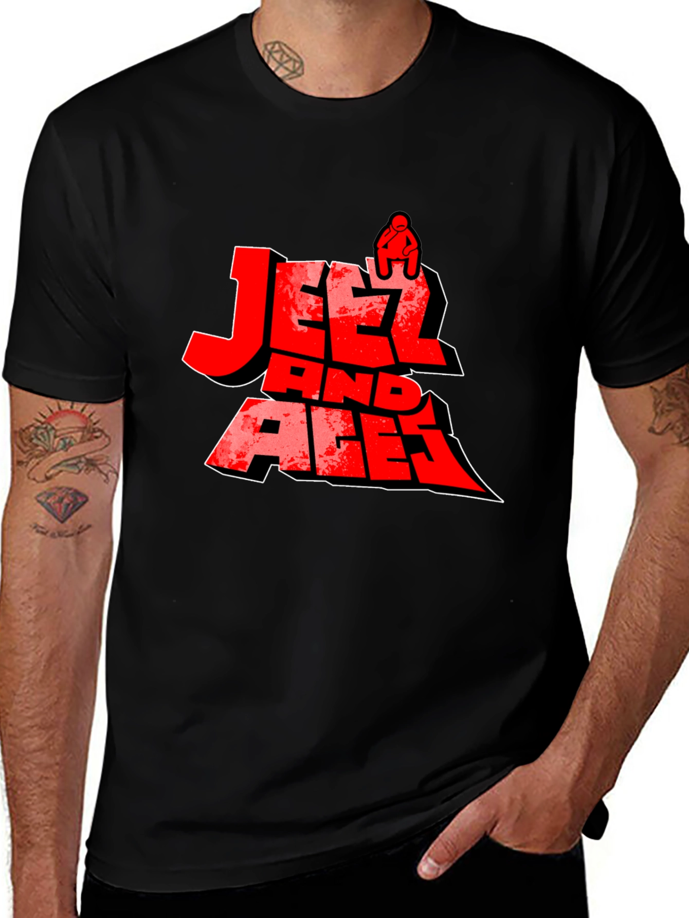 Jeetz And Aces Black Graphic T-Shirt