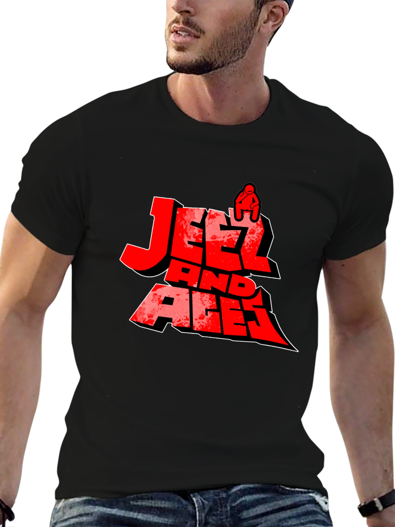 Jeetz And Aces Black Graphic T-Shirt