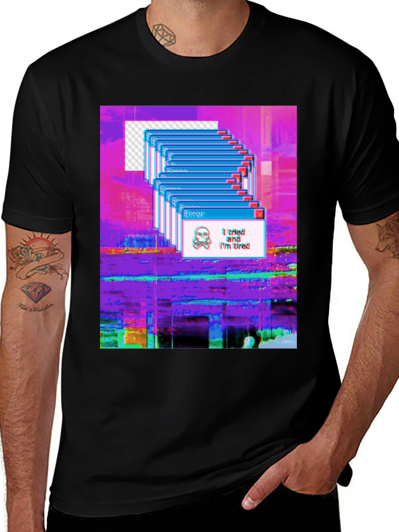 Glitch Error T-Shirt: I tried and Im tired