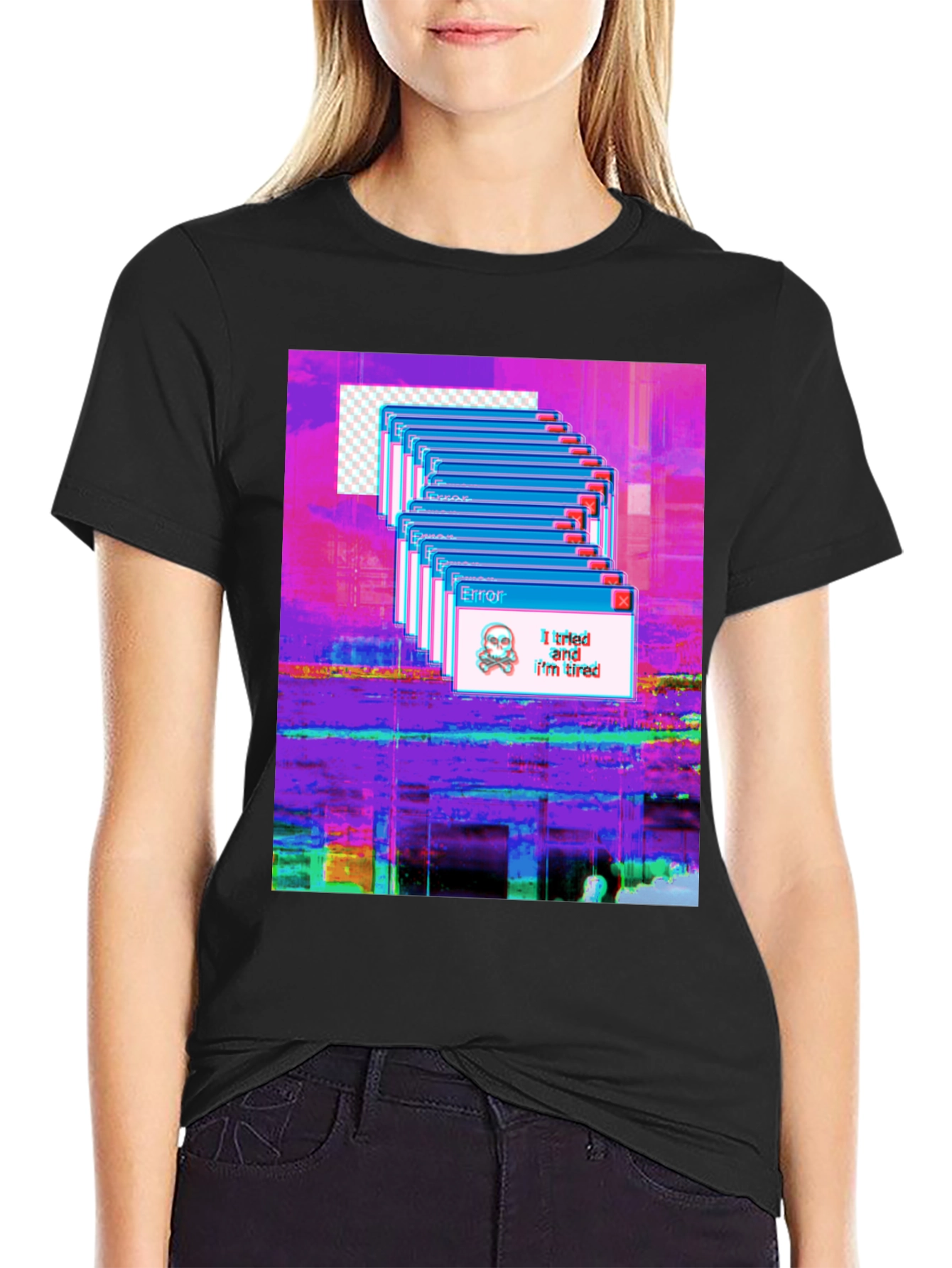 Glitch Error T-Shirt: I tried and Im tired