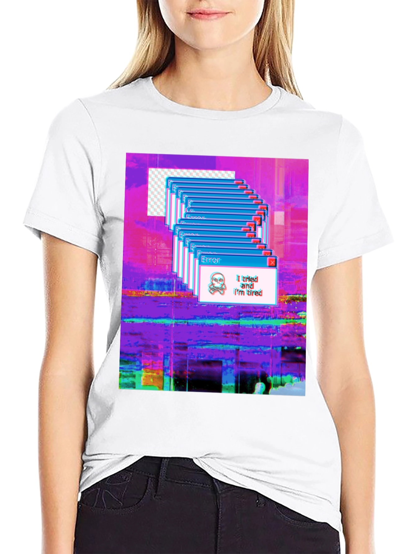 Glitch Error T-Shirt: I tried and Im tired