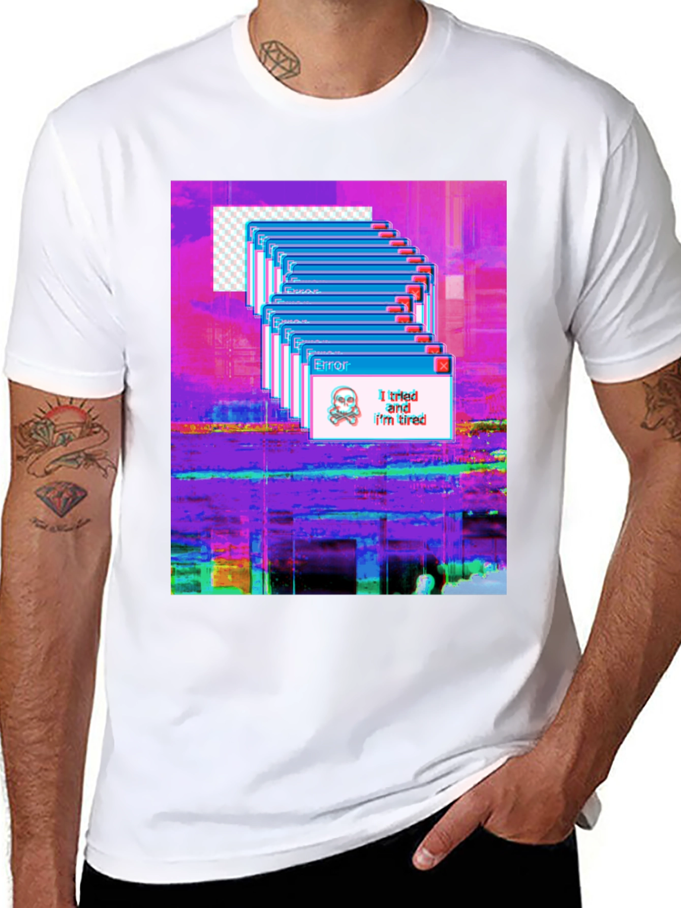 Glitch Error T-Shirt: I tried and Im tired