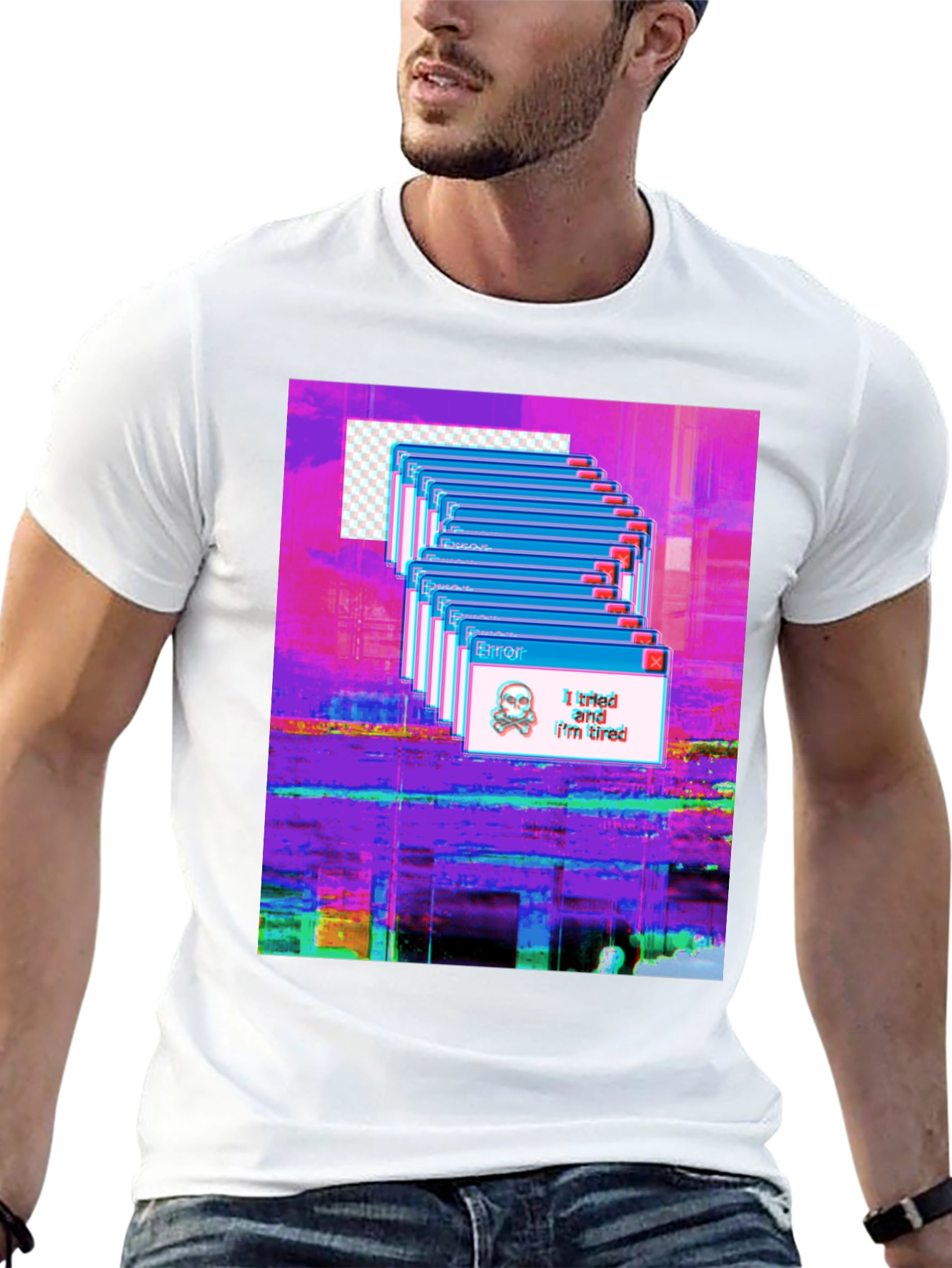 Glitch Error T-Shirt: I tried and Im tired