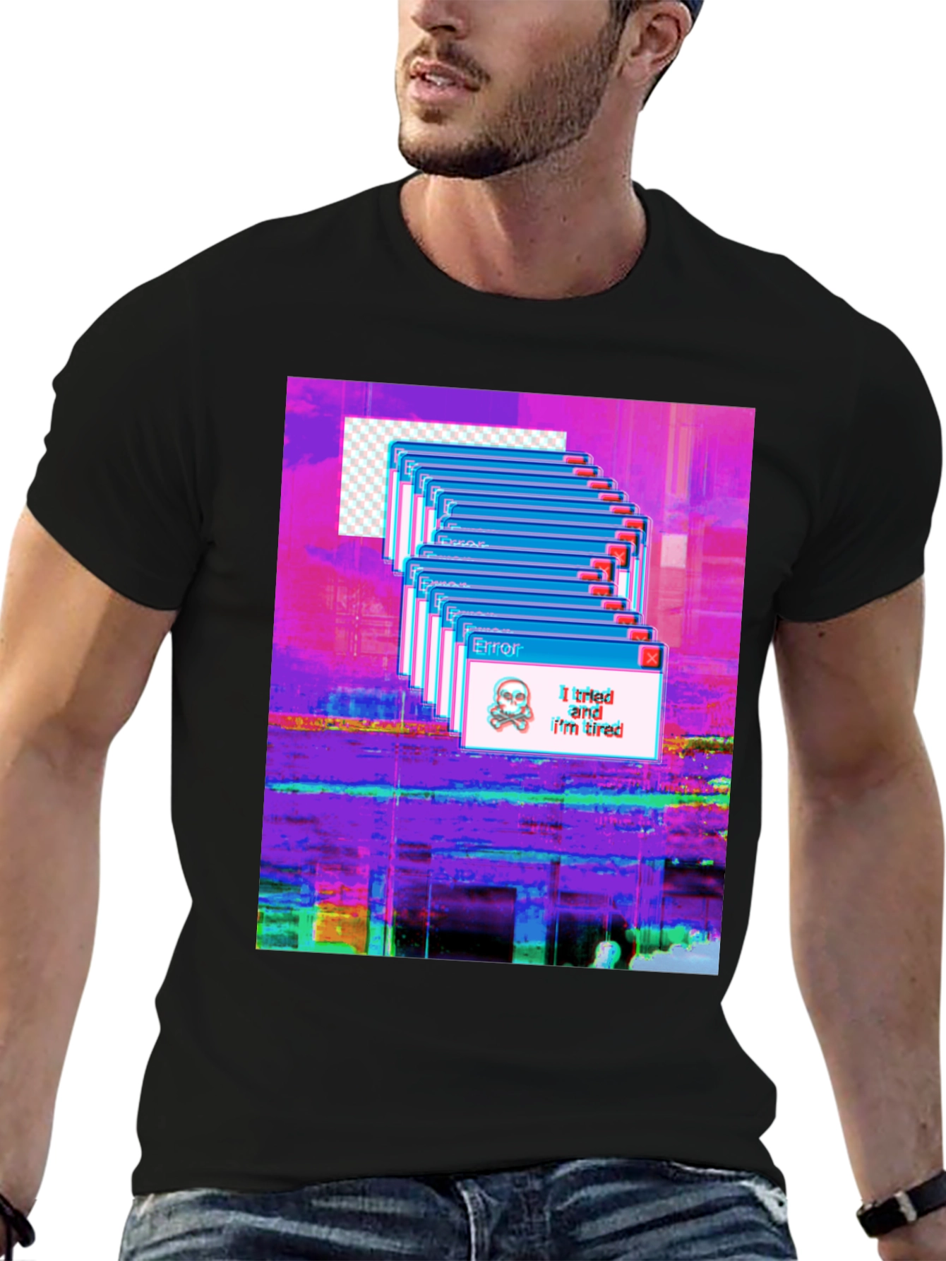 Glitch Error T-Shirt: I tried and Im tired