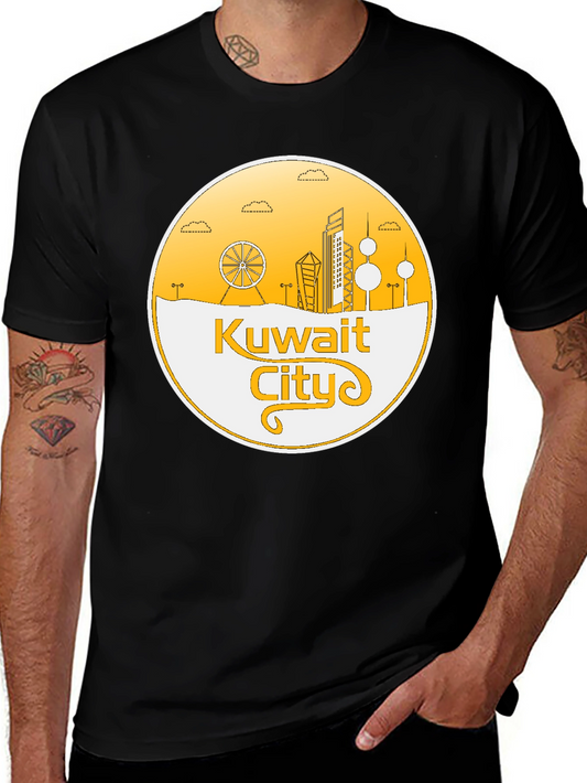 Kuwait City Skyline T-Shirt - Black Cotton Graphic Tee