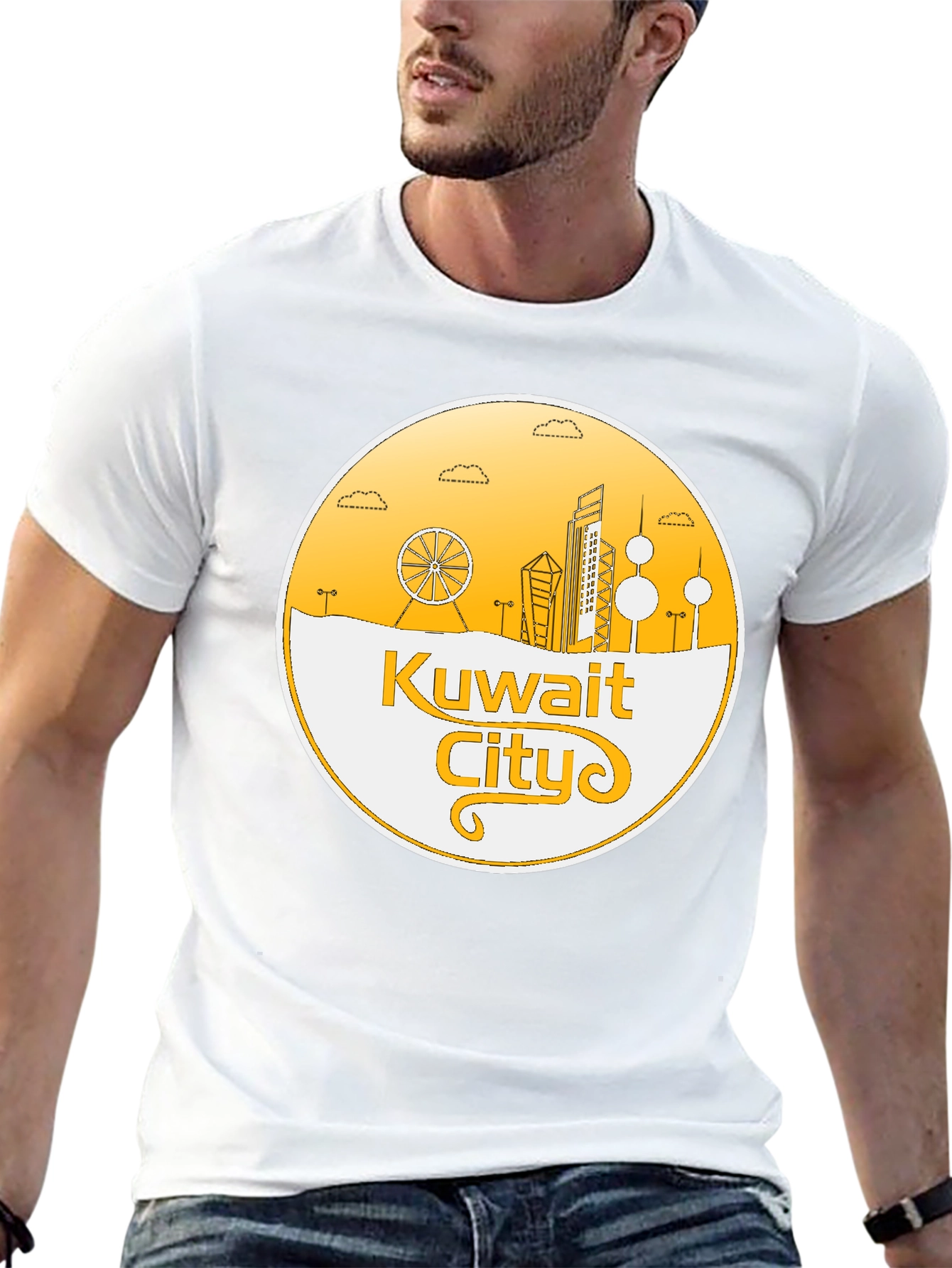 Kuwait City Skyline T-Shirt - Black Cotton Graphic Tee