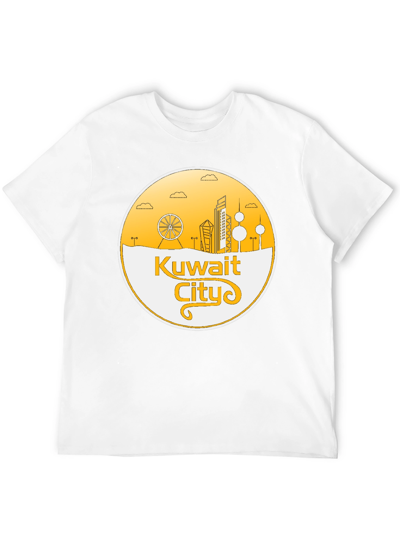 Kuwait City Skyline T-Shirt - Black Cotton Graphic Tee