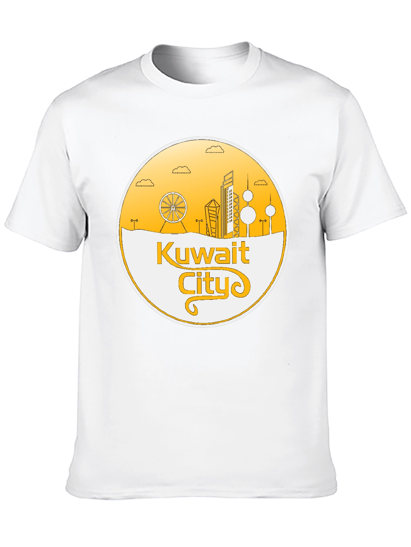 Kuwait City Skyline T-Shirt - Black Cotton Graphic Tee