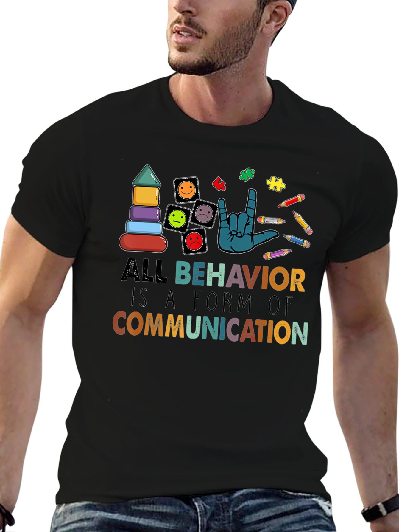 All Behavior Is Communication Black T-Shirt