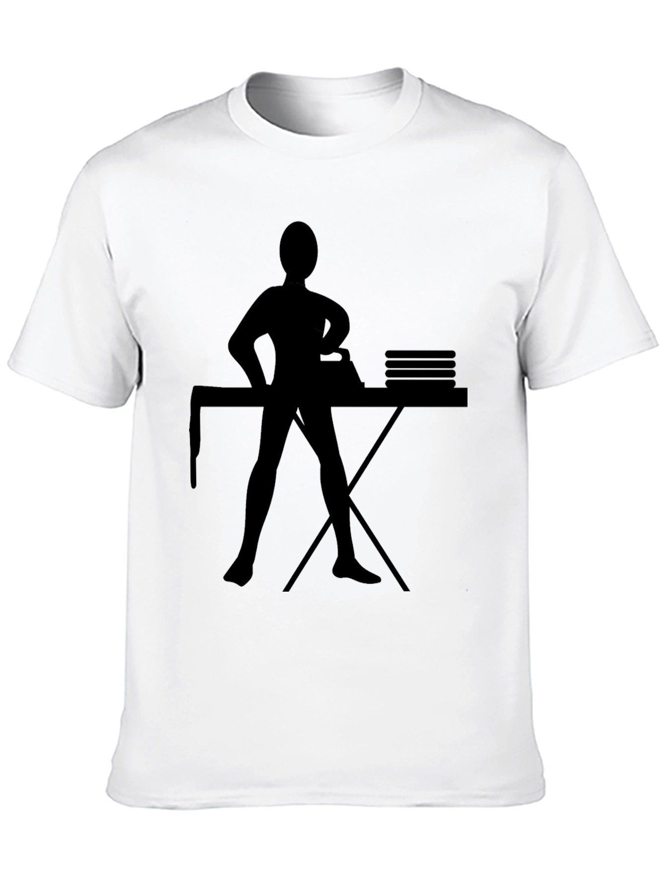 Ironing Woman Silhouette Graphic Tee - Black