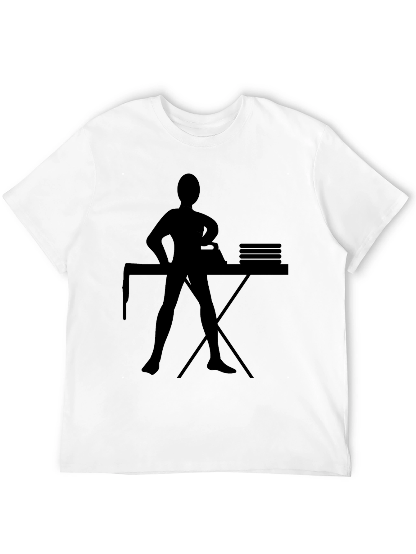 Ironing Woman Silhouette Graphic Tee - Black