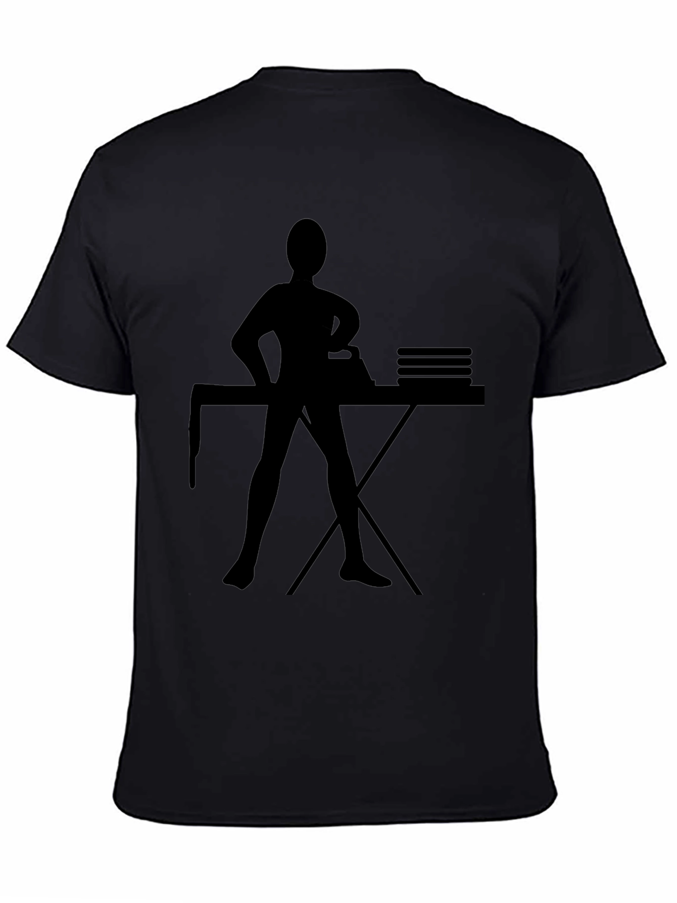 Ironing Woman Silhouette Graphic Tee - Black