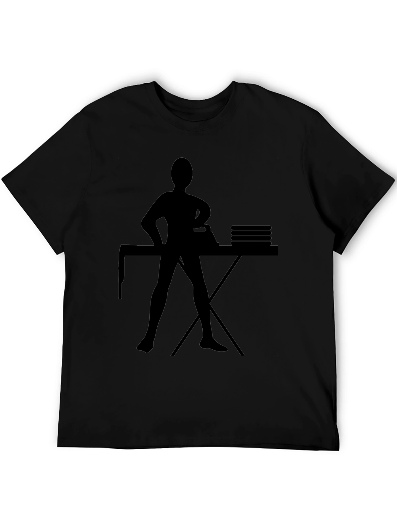 Ironing Woman Silhouette Graphic Tee - Black