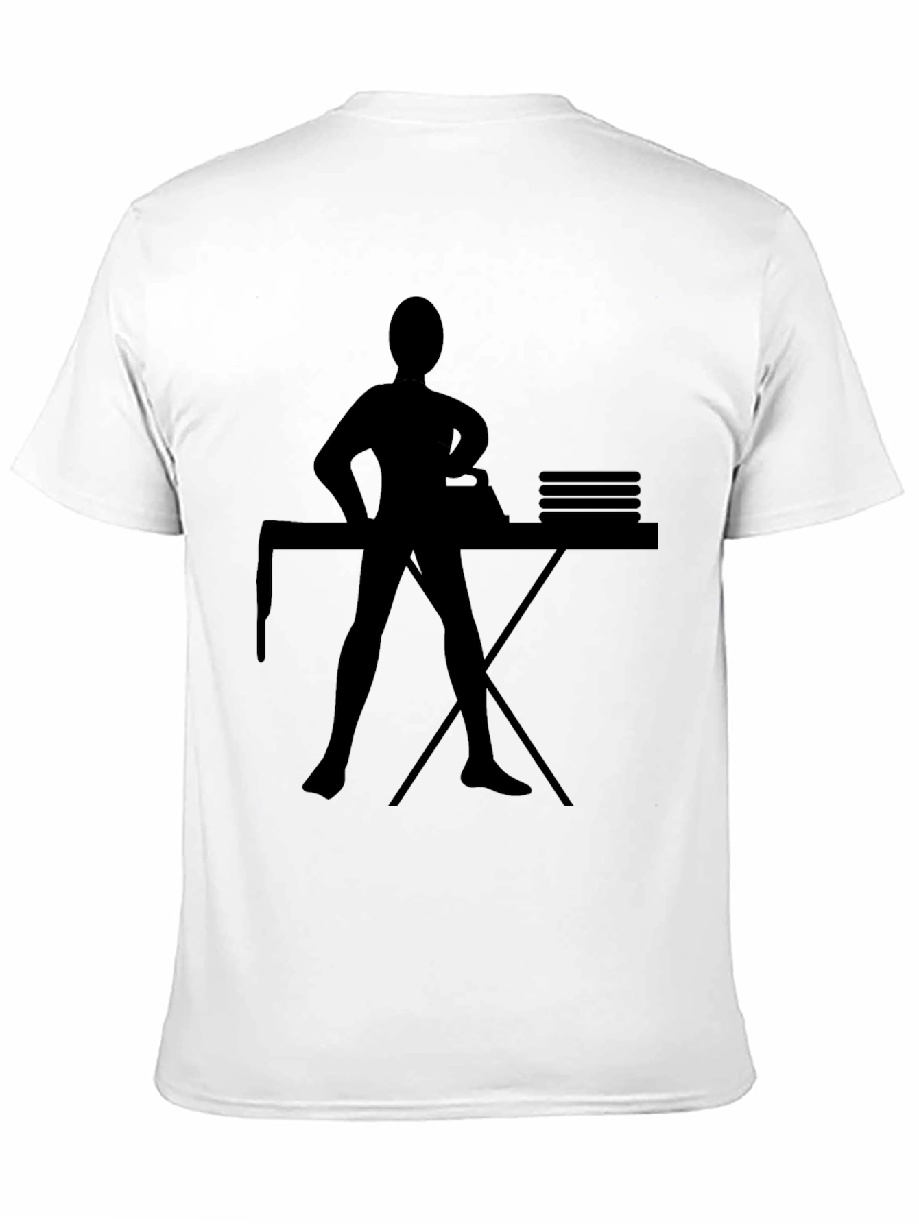 Ironing Woman Silhouette Graphic Tee - Black