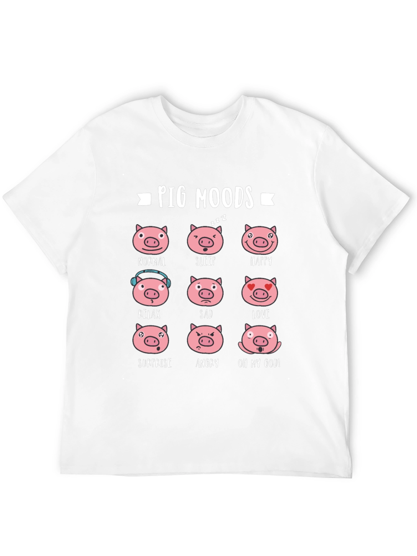 Pig Moods T-Shirt - Black Cotton Tee